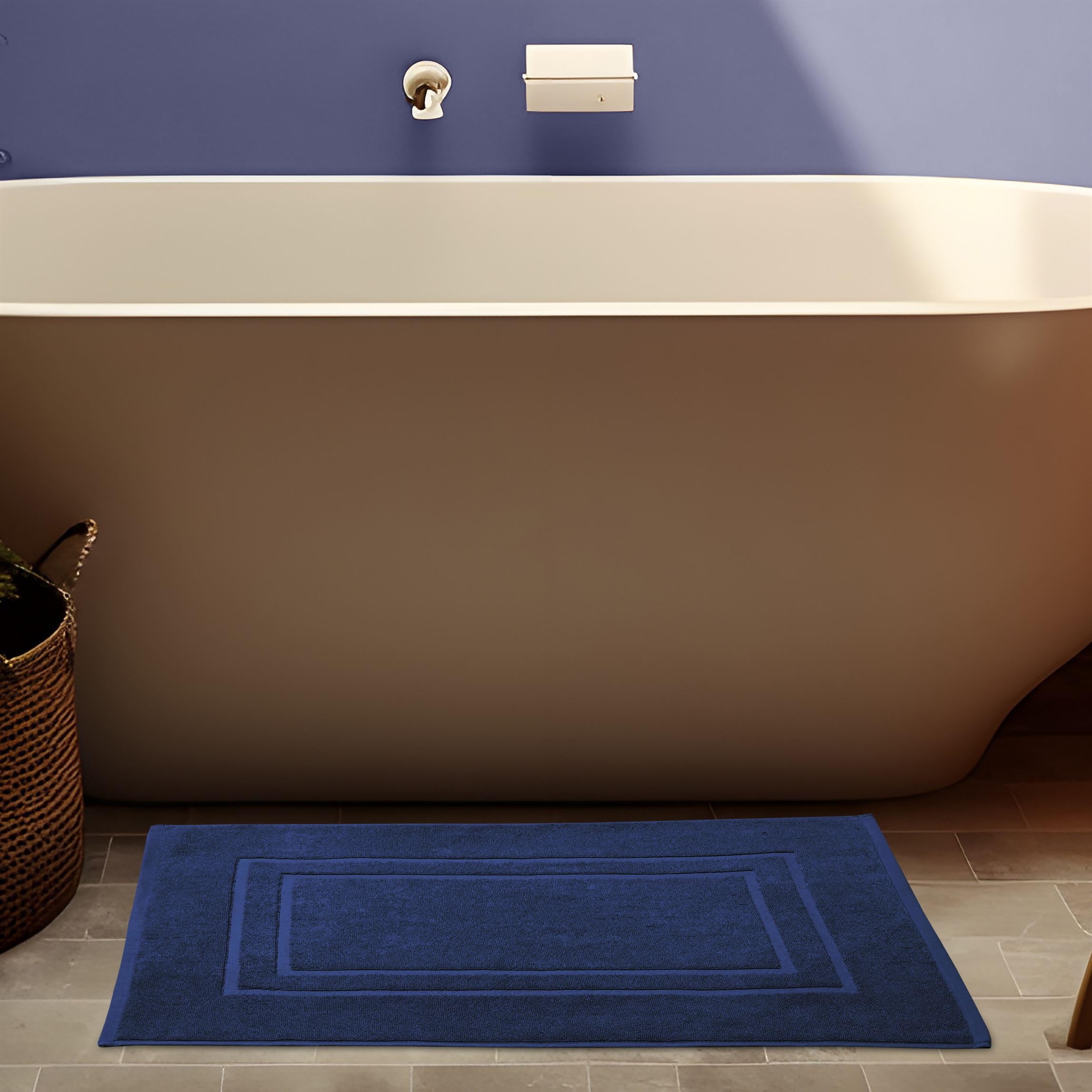 100% Cotton Terry Bath Mats, 2 Piece Towel Like Bath Mats (30x21 Inch) Bathroom Shower Step Out Tub Floor Mats Soft Absorbent Washable Mats