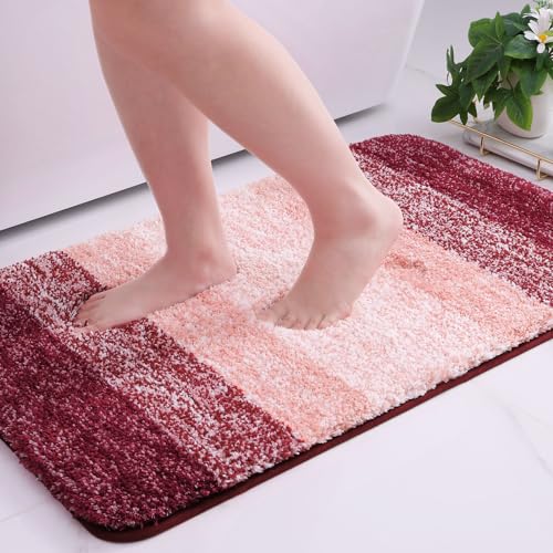 Microfiber Bathroom Rugs, Shaggy Soft and Absorbent, Non-Slip, Thick Plush Machine Washable Dry Bath Mats for Bathroom, Tub and Shower