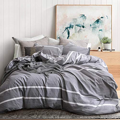 100% Washed Cotton Durable Soft Comfy Duvet Cover Set, 3 Pieces Duvet Cover with Zipper Closure