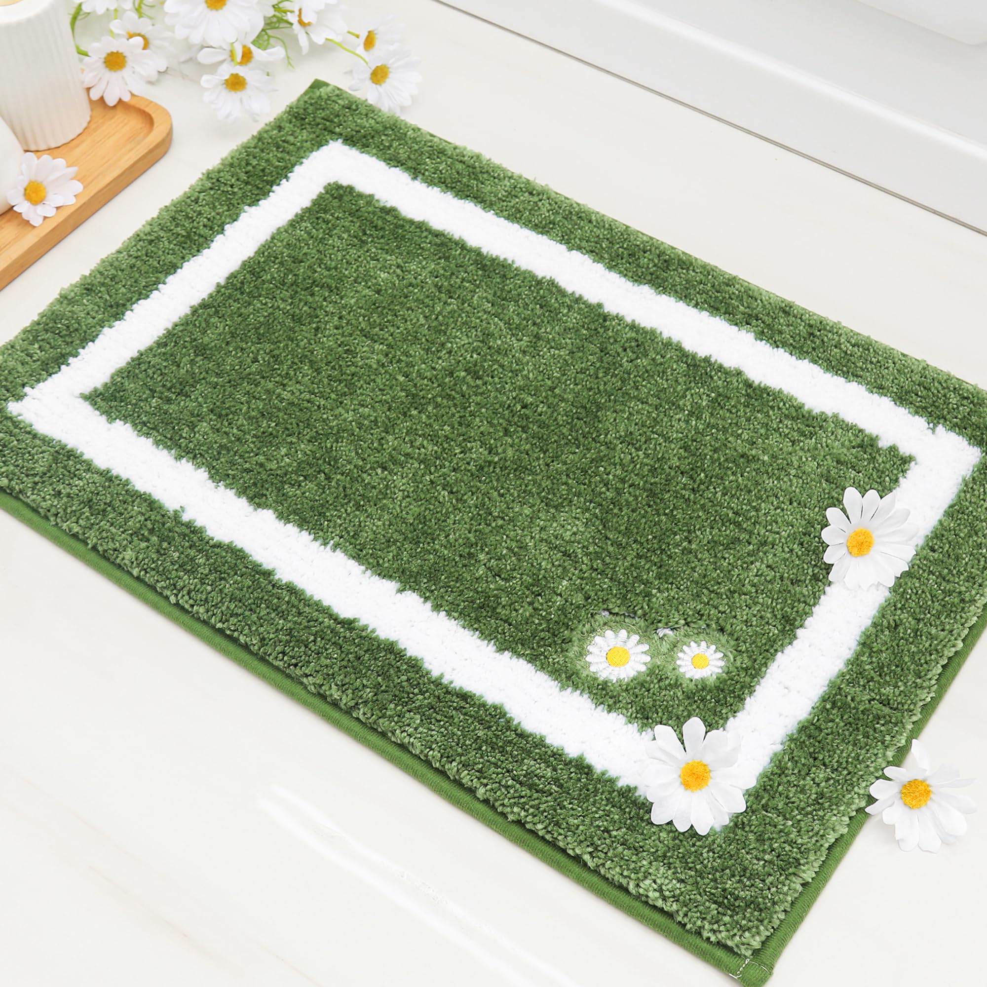 Bathroom-Rug-Non-Slip-Bath-Mats-for-Bathroom Absorbent and Soft Bathroom Mat Washable Bath Rugs Embroidered Floral Bathroom Rugs