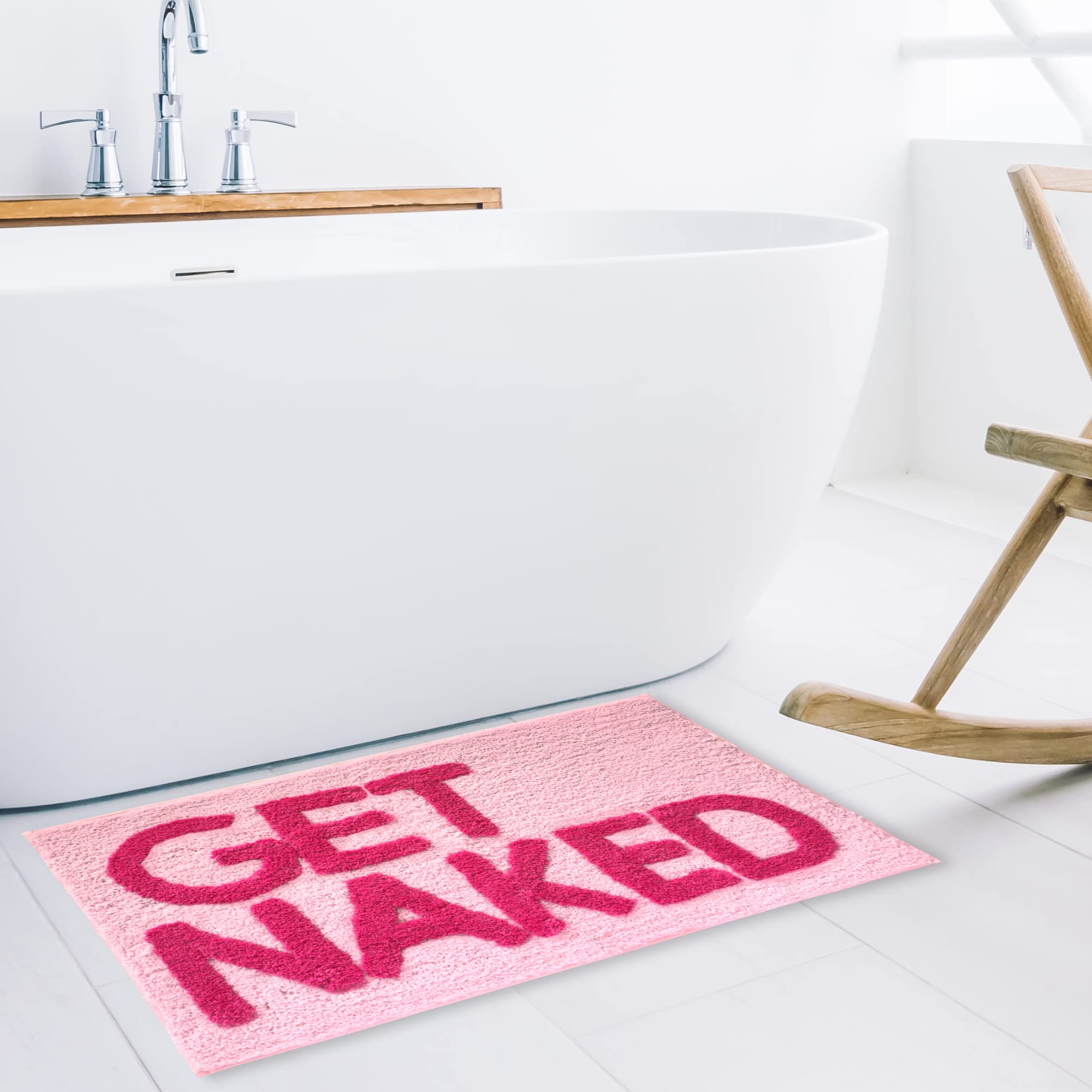 改New Mungo Get Naked Bath Mat for Bathtub - Cute Bath Rugs for Apartment Decor - Bath Mats for Bathroom as Shower Floor Mat - Tufted Gray and White Bathroom Rug - 31" x 20"