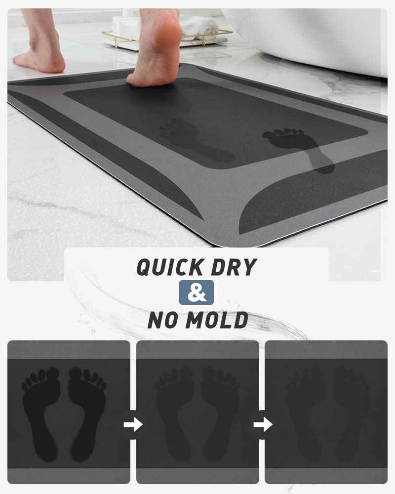 Bath Mat Rug-Quick Dry Absorbent Rubber Backed Bathroom Mat Thin Bathroom Rugs Fit Under Door-Bath Mats for Bathroom Floor Mat in Front of Sink-Shower Rug for Bathroom