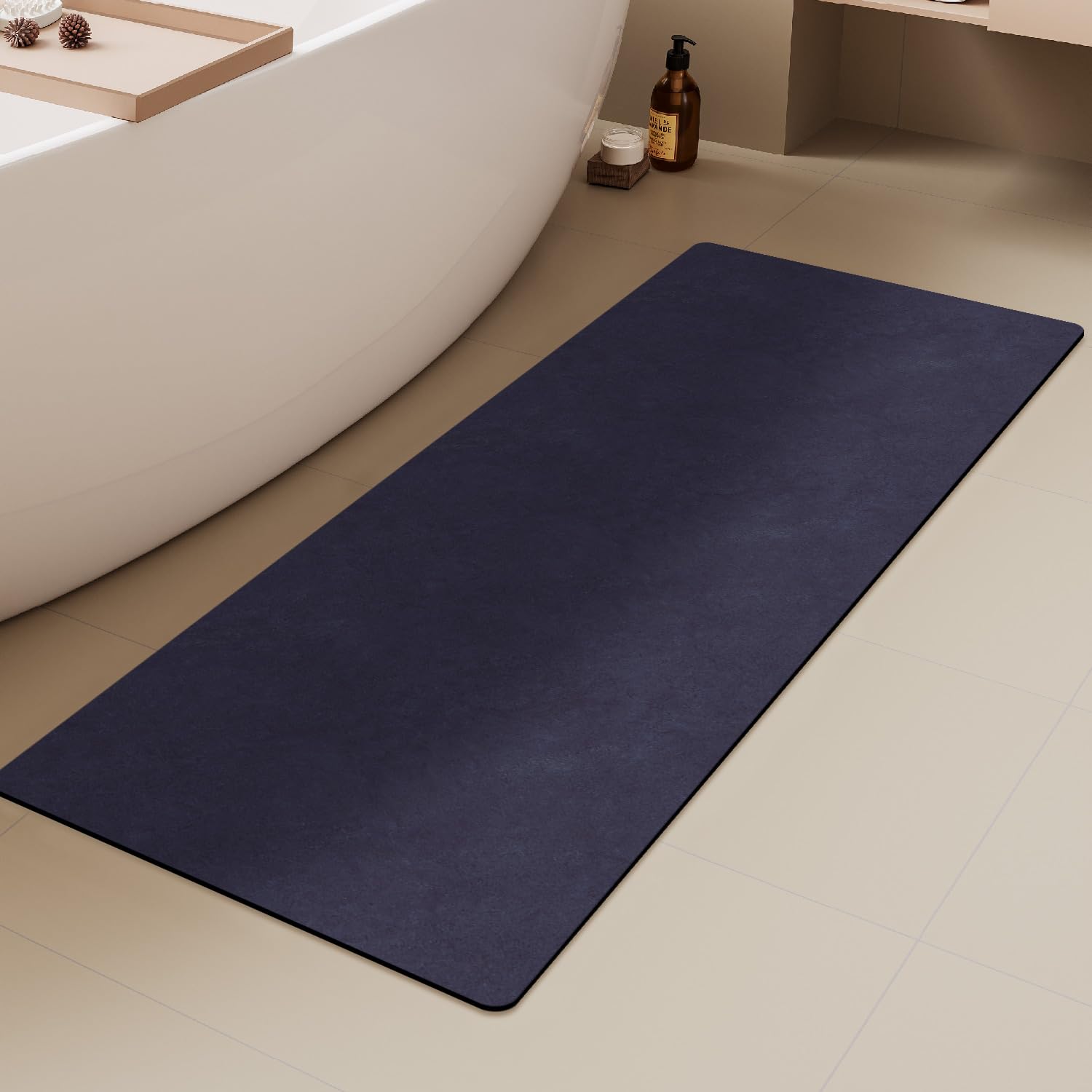 改Quick Dry Bath Mat, Bathroom Rugs Non Slip Washable Thin Absorbent Bath Mat Fits Under Door Bathroom Floor Mat Perfect for Bath, Shower, or Sink 16"x24" Light Grey