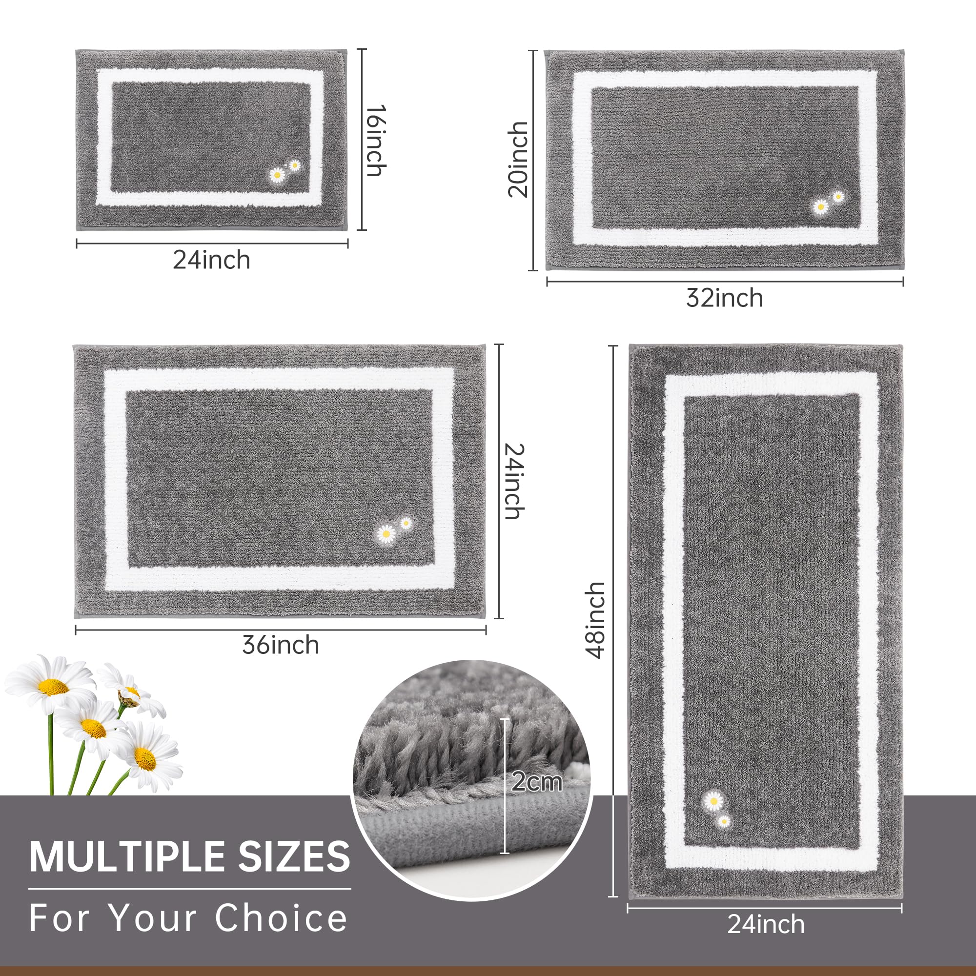 改BEQHAUSE Bathroom-Rug-Non-Slip-Bath-Mats-for-Bathroom Absorbent and Soft Bathroom Mat Washable Bath Rugs Embroidered Floral Bathroom Rugs Beige Bath Mat 20" x32