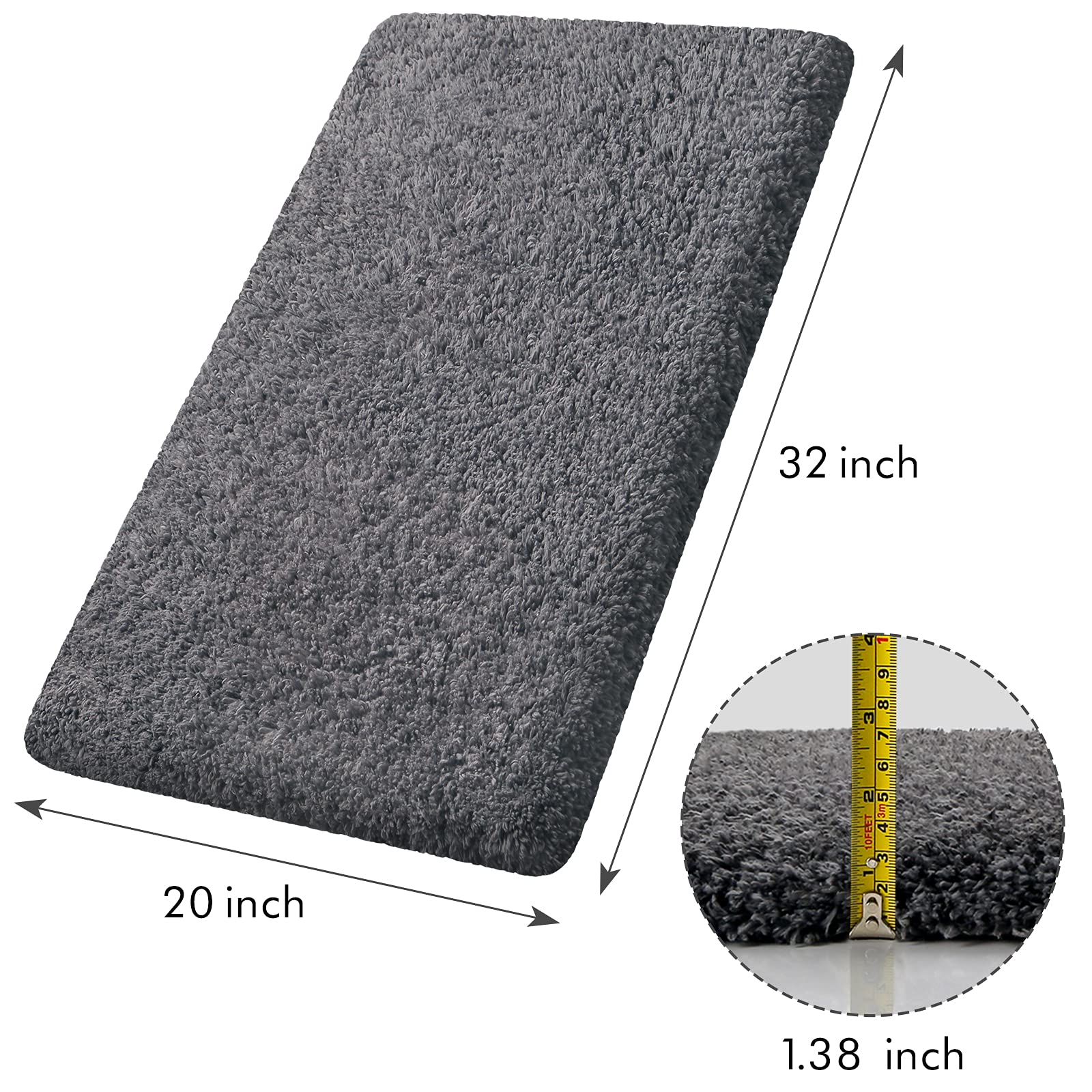 Bathroom Rugs Bath Mat Luxury Soft Shaggy Absorbent Bathroom Mats Non Slip Plush Bathmat Runner Carpet Bath Mats for Bathroom Floor Tub and Shower