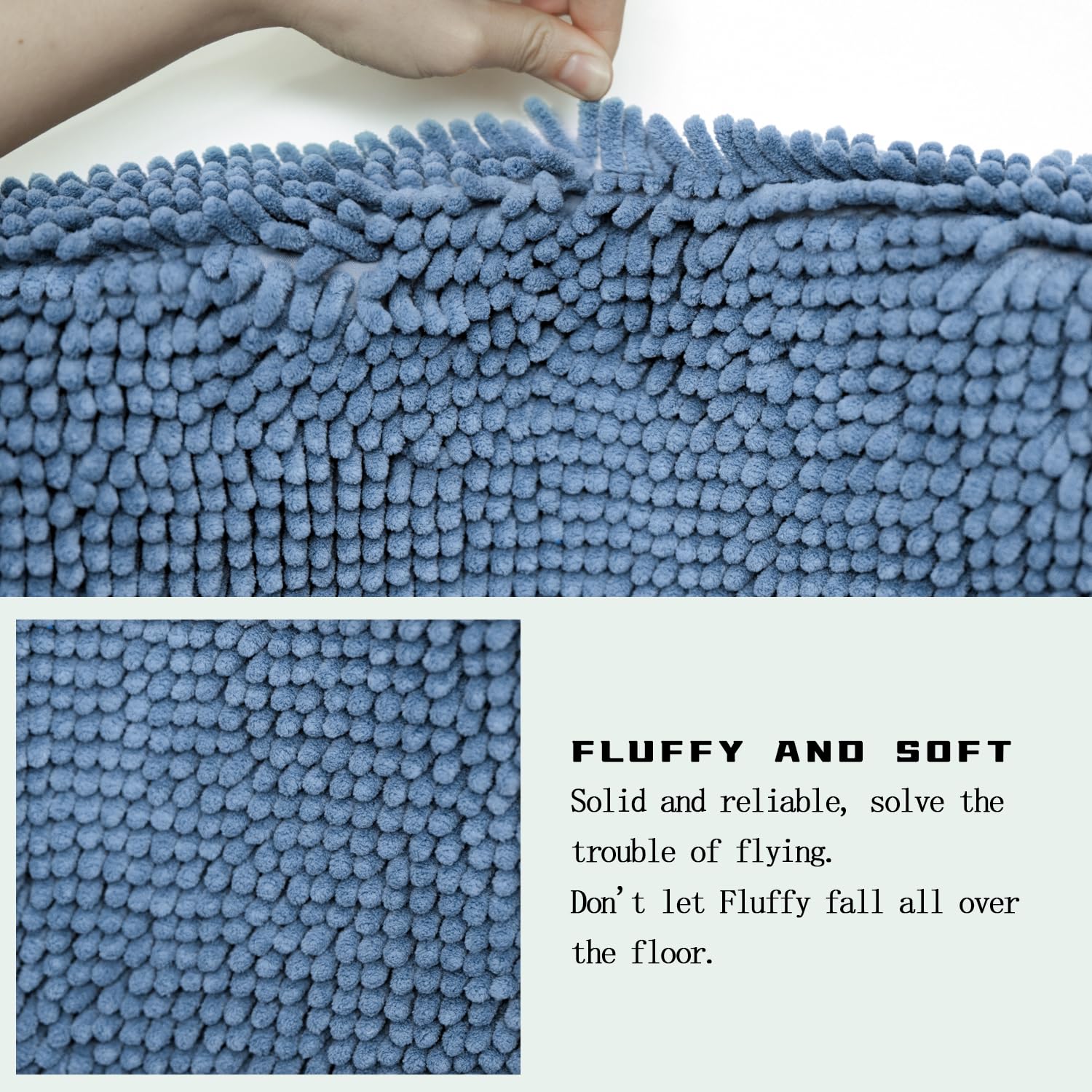 Bathroom Rugs Sets 2 Piece, Ultra Soft Absorbent Bath mat Chenille Bathroom Rug, Antiskid Bath mats Washable Bathroom mat (20x32 inch + 16x24 inch)