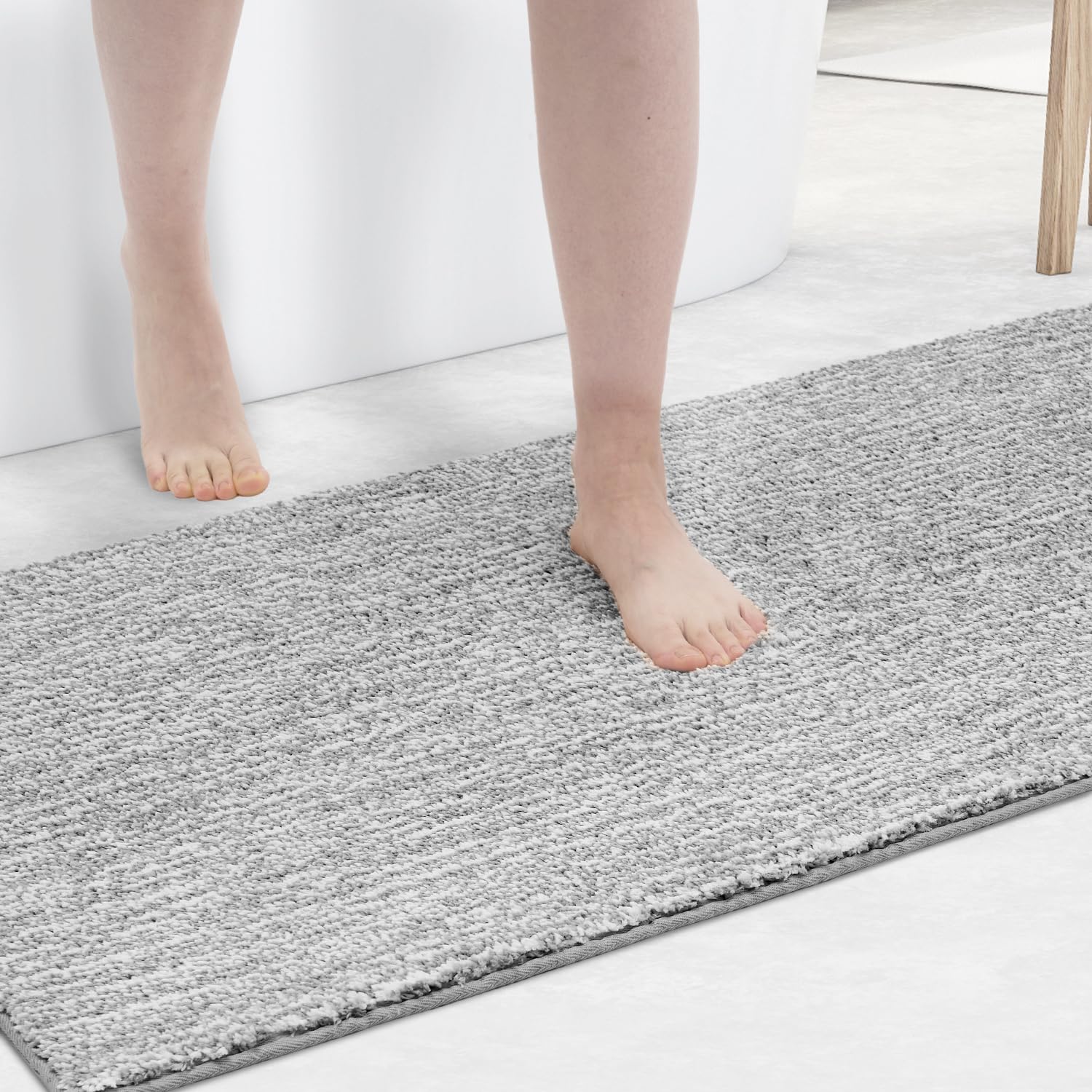 Melange Tufted Bathroom Rugs , Water Absorbent Soft Bath Mat for Bathroom Floor, Non Slip & Washable Shower Mat, Room Accessories Microfiber Bathroom Mat