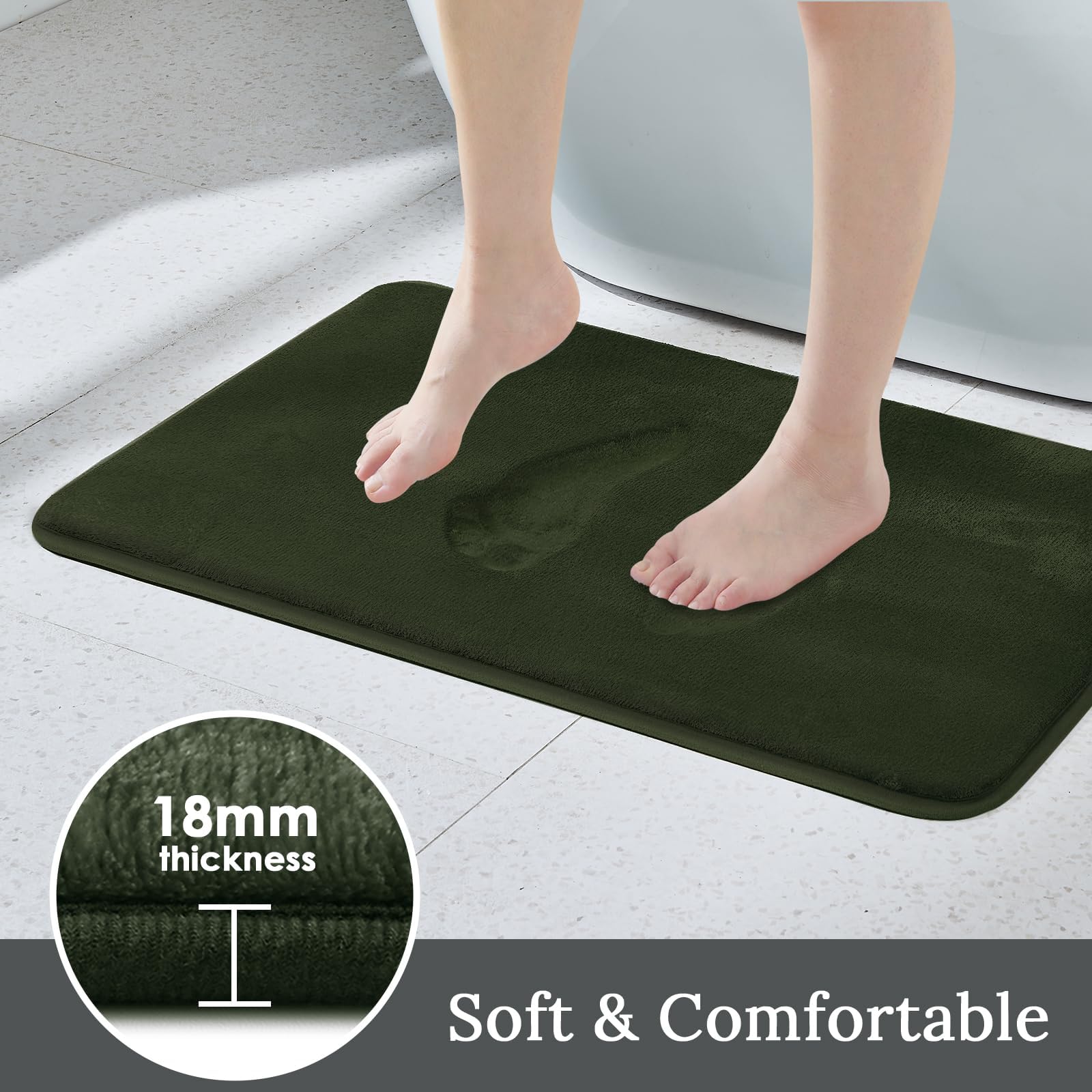 改HUXMEYSON Bathroom Rugs Sets 3 Piece, Ultra Soft Velvet Memory Foam Bath Rugs, Non-Slip &amp; PVC Backing Bathroom Mat Set, Washable Quick Dry Bathroom Rug - Black