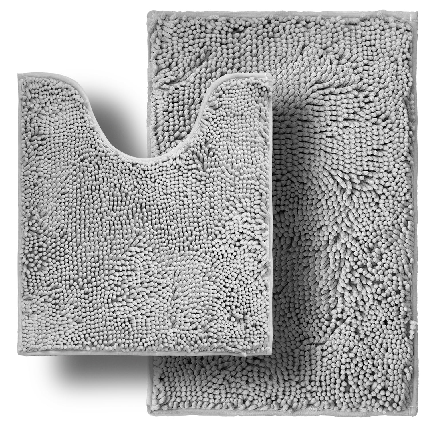 Bathroom Rugs Sets 2 Piece, Ultra Soft Absorbent Bath mat Chenille Bathroom Rug, Antiskid Bath mats Washable Bathroom mat (20x32 inch + 16x24 inch)