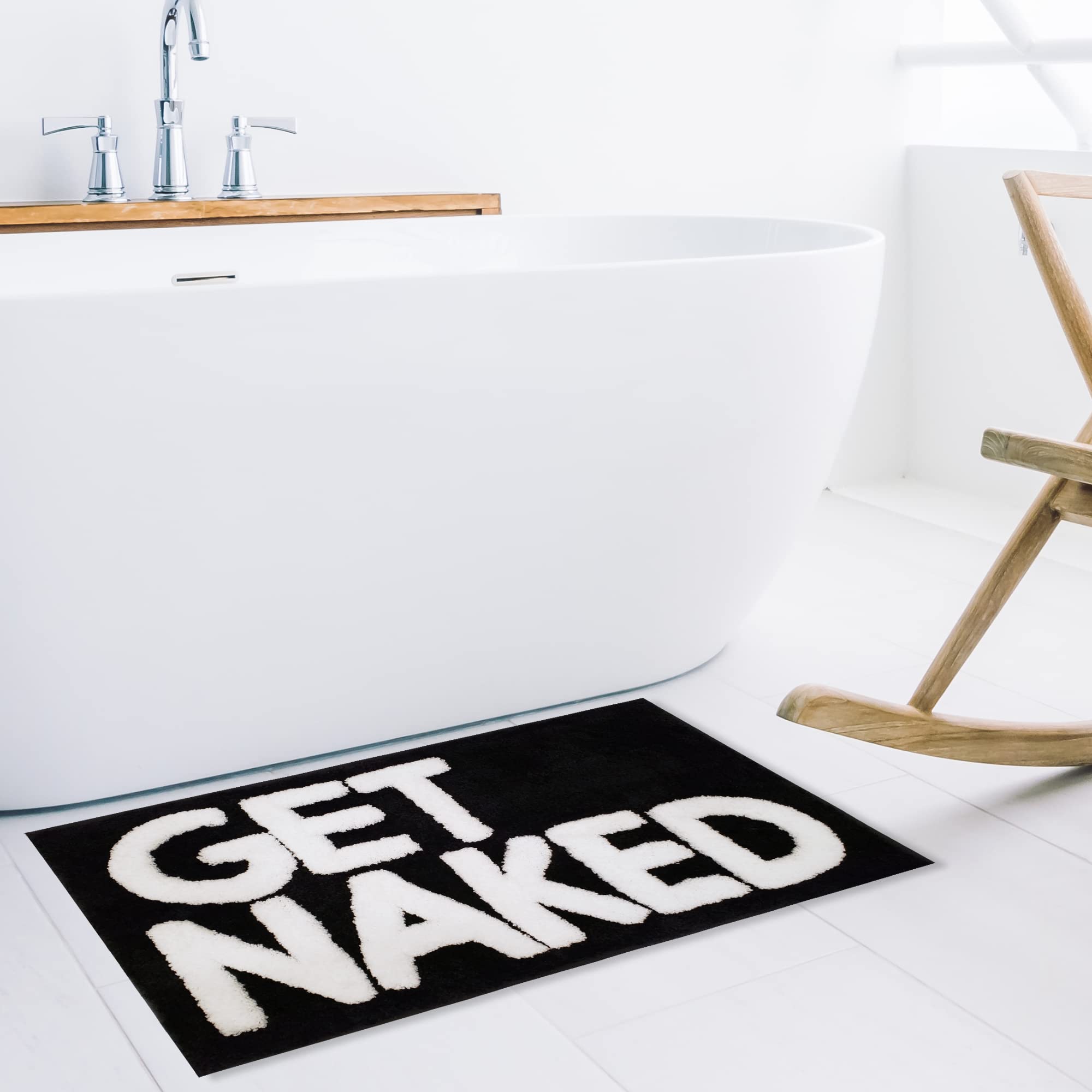改New Mungo Get Naked Bath Mat for Bathtub - Cute Bath Rugs for Apartment Decor - Bath Mats for Bathroom as Shower Floor Mat - Tufted Gray and White Bathroom Rug - 31" x 20"