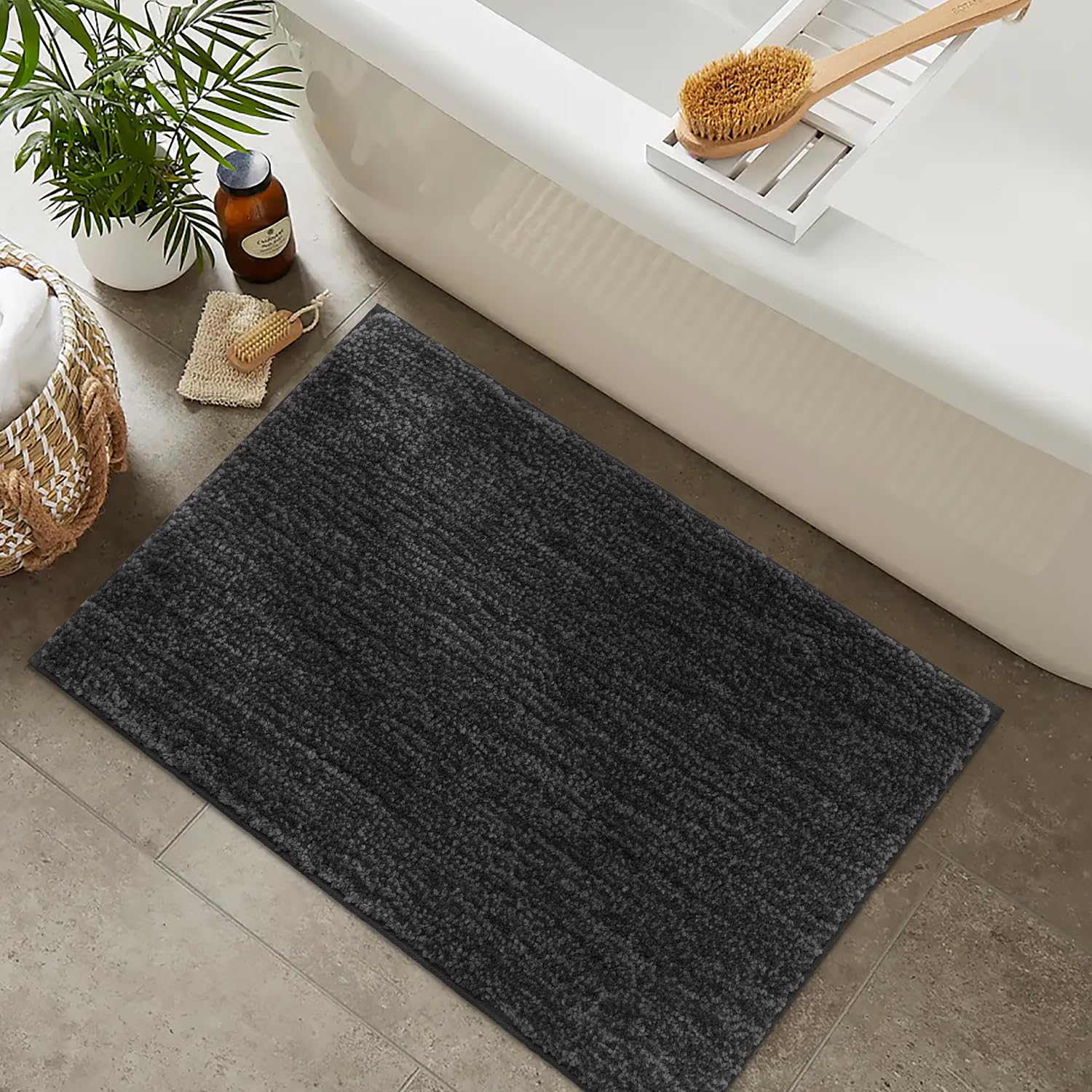 Melange Tufted Bathroom Rugs , Water Absorbent Soft Bath Mat for Bathroom Floor, Non Slip & Washable Shower Mat, Room Accessories Microfiber Bathroom Mat