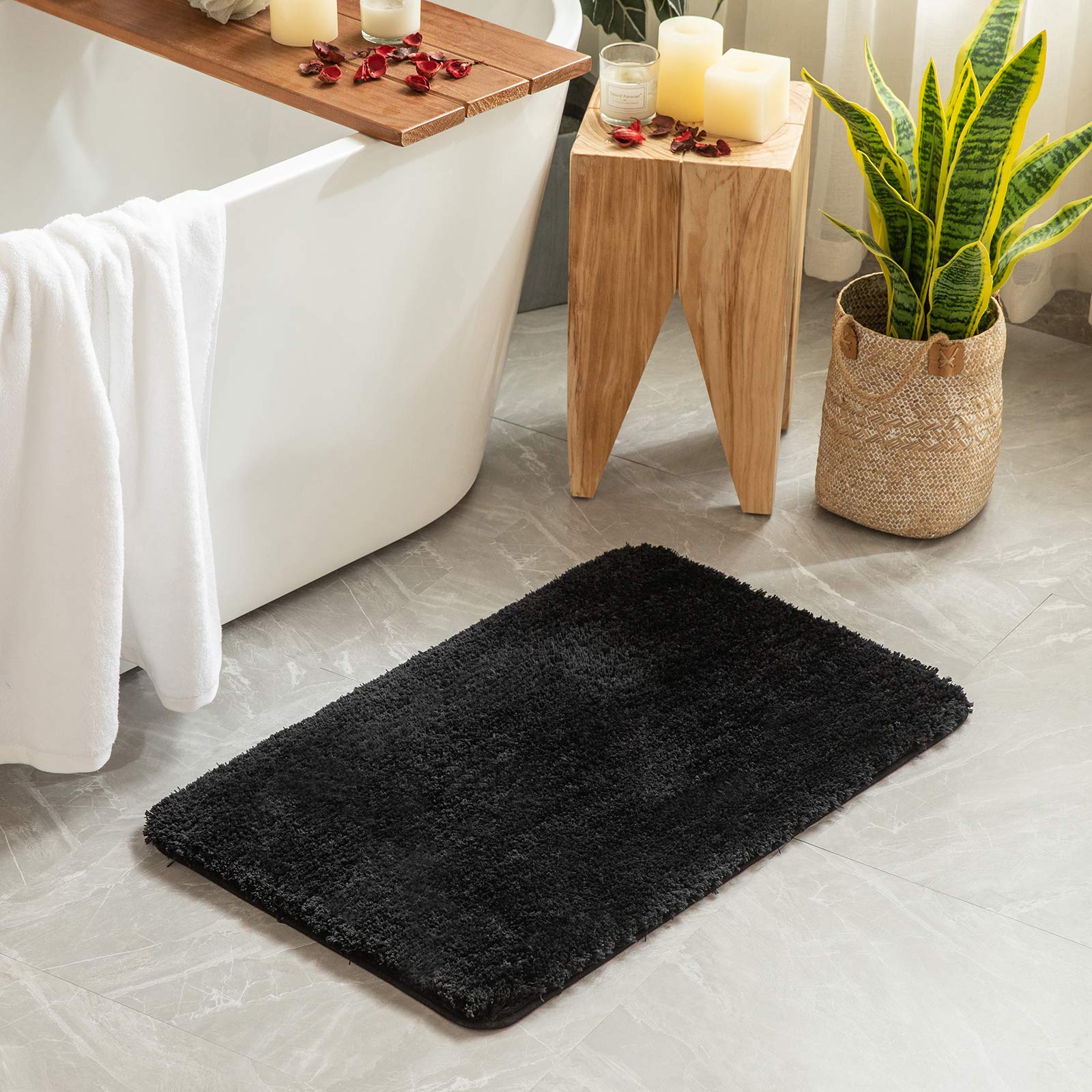 Pink Bathroom Rugs Sets 2 Piece - Absorbent Bath Mats Set Made of Thick Fluffy Microsiber for Bathroom Floor, Tub or Entryway, Non Slip Rubber Backside