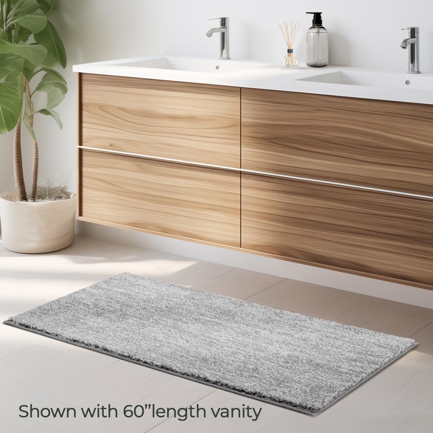 Melange Tufted Bathroom Rugs , Water Absorbent Soft Bath Mat for Bathroom Floor, Non Slip & Washable Shower Mat, Room Accessories Microfiber Bathroom Mat