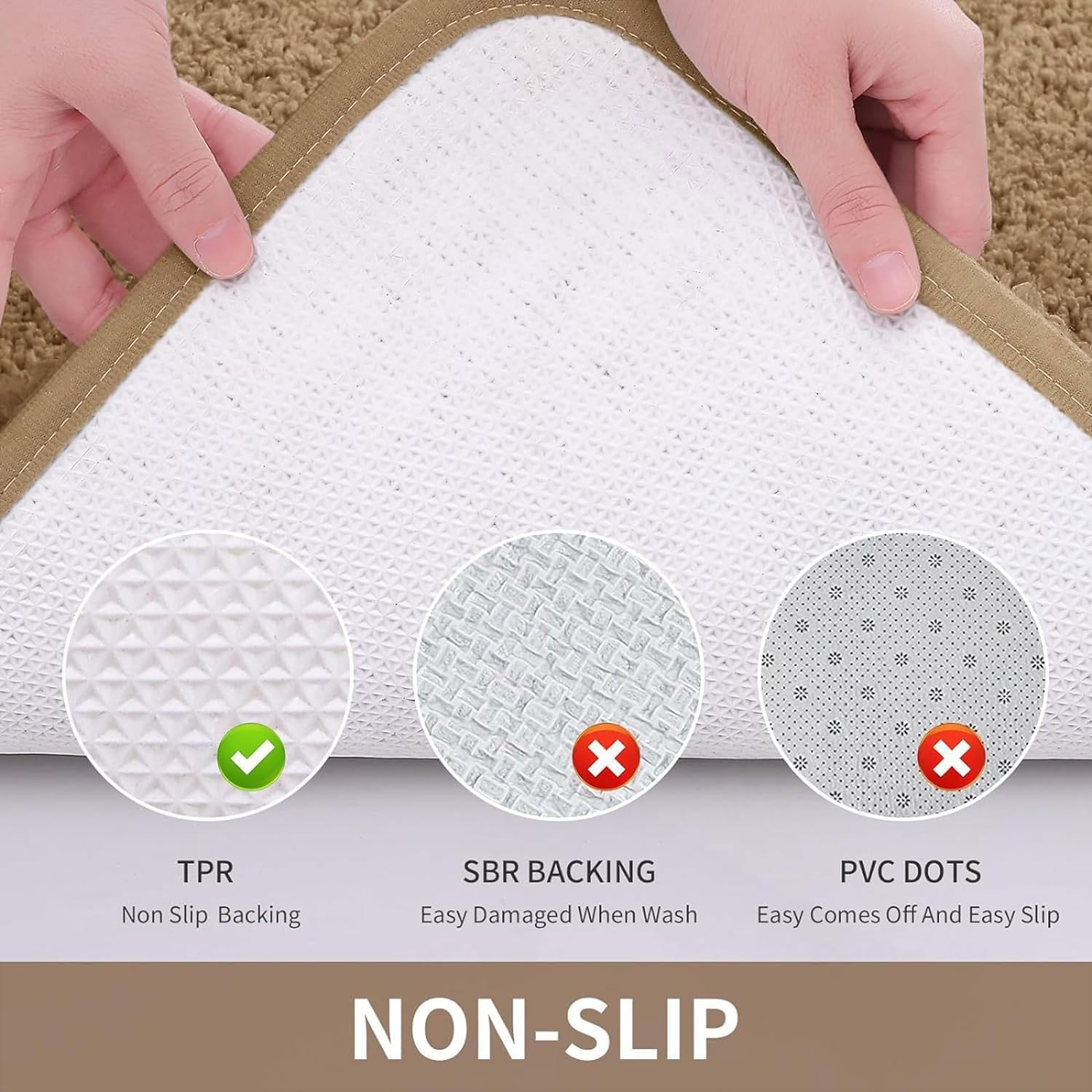 Bathroom Rug Mat, Shaggy Soft and Absorbent Bath Rug, Non Slip, Thick Plush Machine Washable Bath Mat for Bathroom, Shower, and Tub
