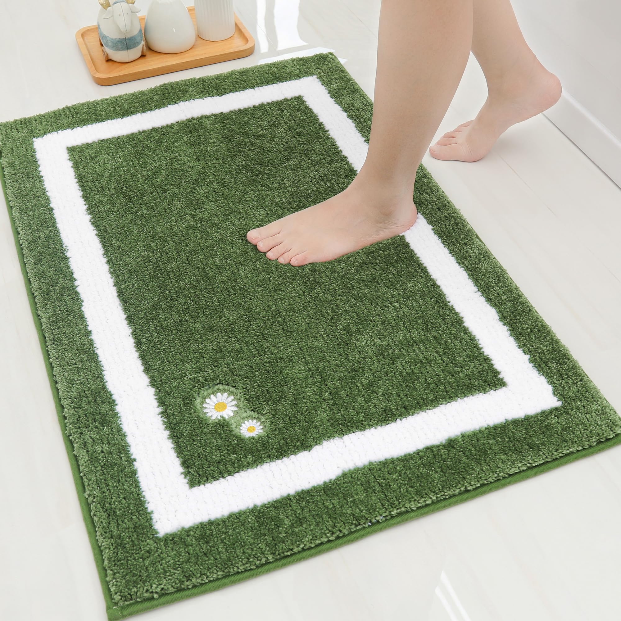 Bathroom-Rug-Non-Slip-Bath-Mats-for-Bathroom Absorbent and Soft Bathroom Mat Washable Bath Rugs Embroidered Floral Bathroom Rugs