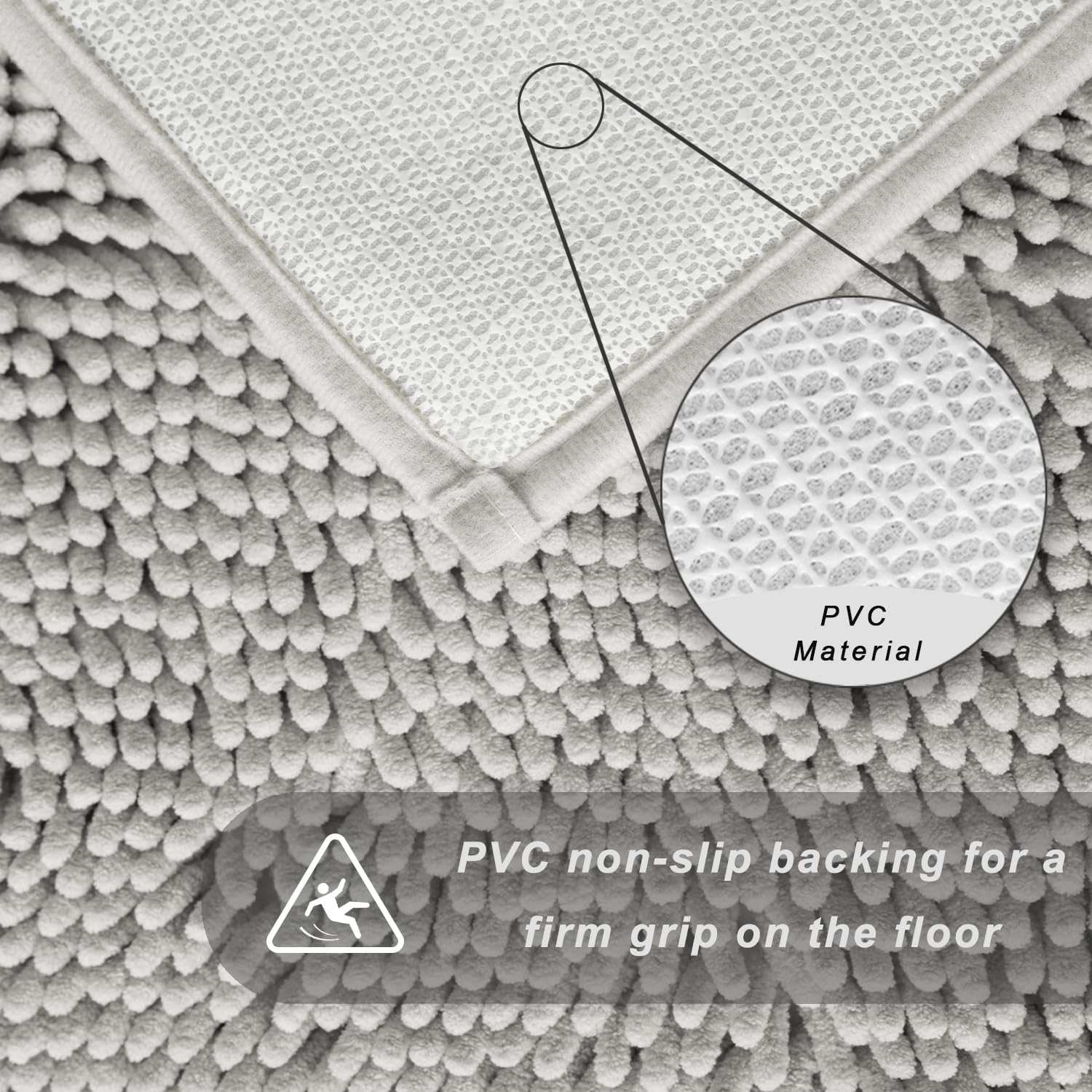 Bathroom Rugs Sets 2 Piece, Ultra Soft Absorbent Bath mat Chenille Bathroom Rug, Antiskid Bath mats Washable Bathroom mat (20x32 inch + 16x24 inch)