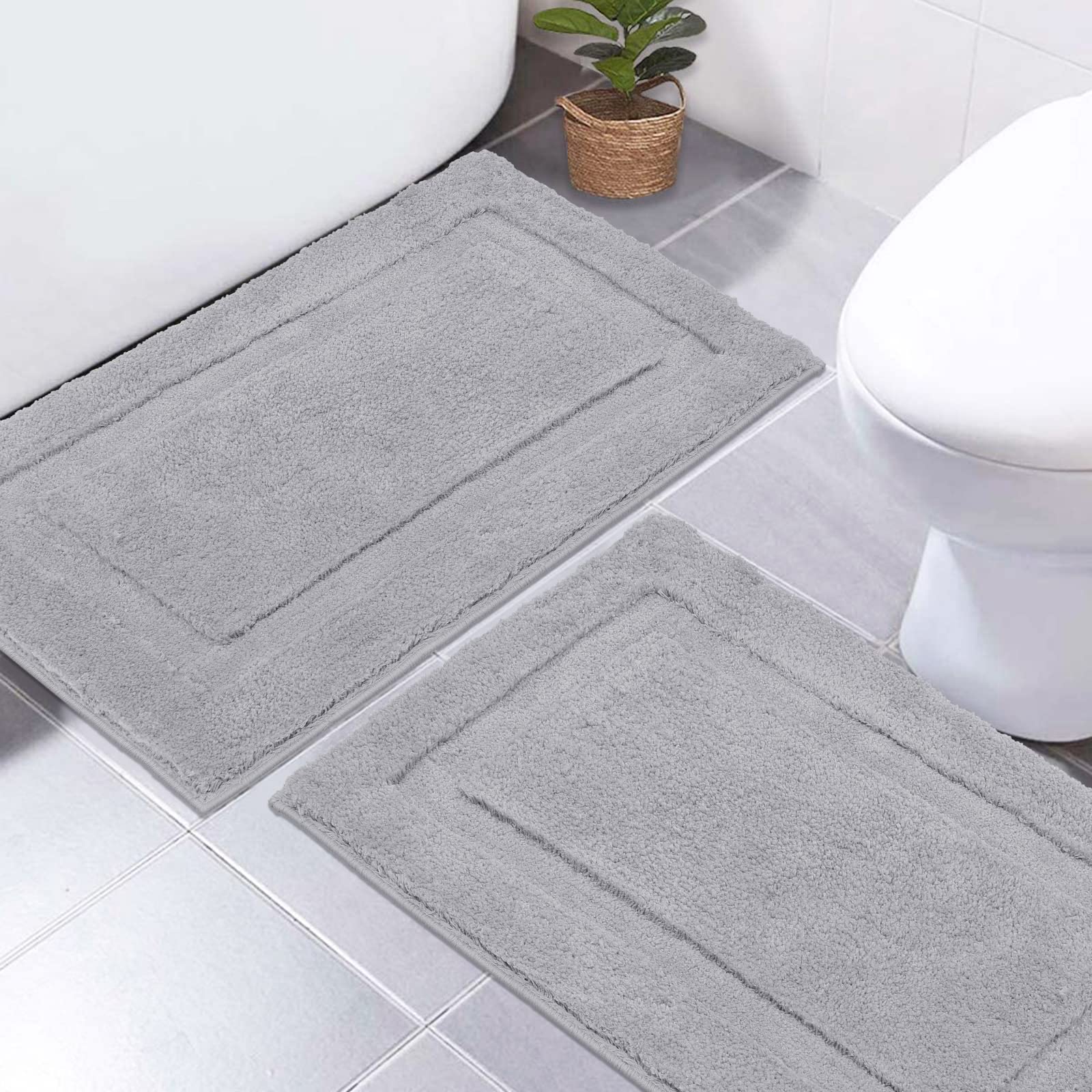 Super Soft Bath Rugs Set of 2 Pieces Bath Mat for Bathroom Rug Non Slip Plush Bath Rug Absorbent Bathroom Rug Set Washable
