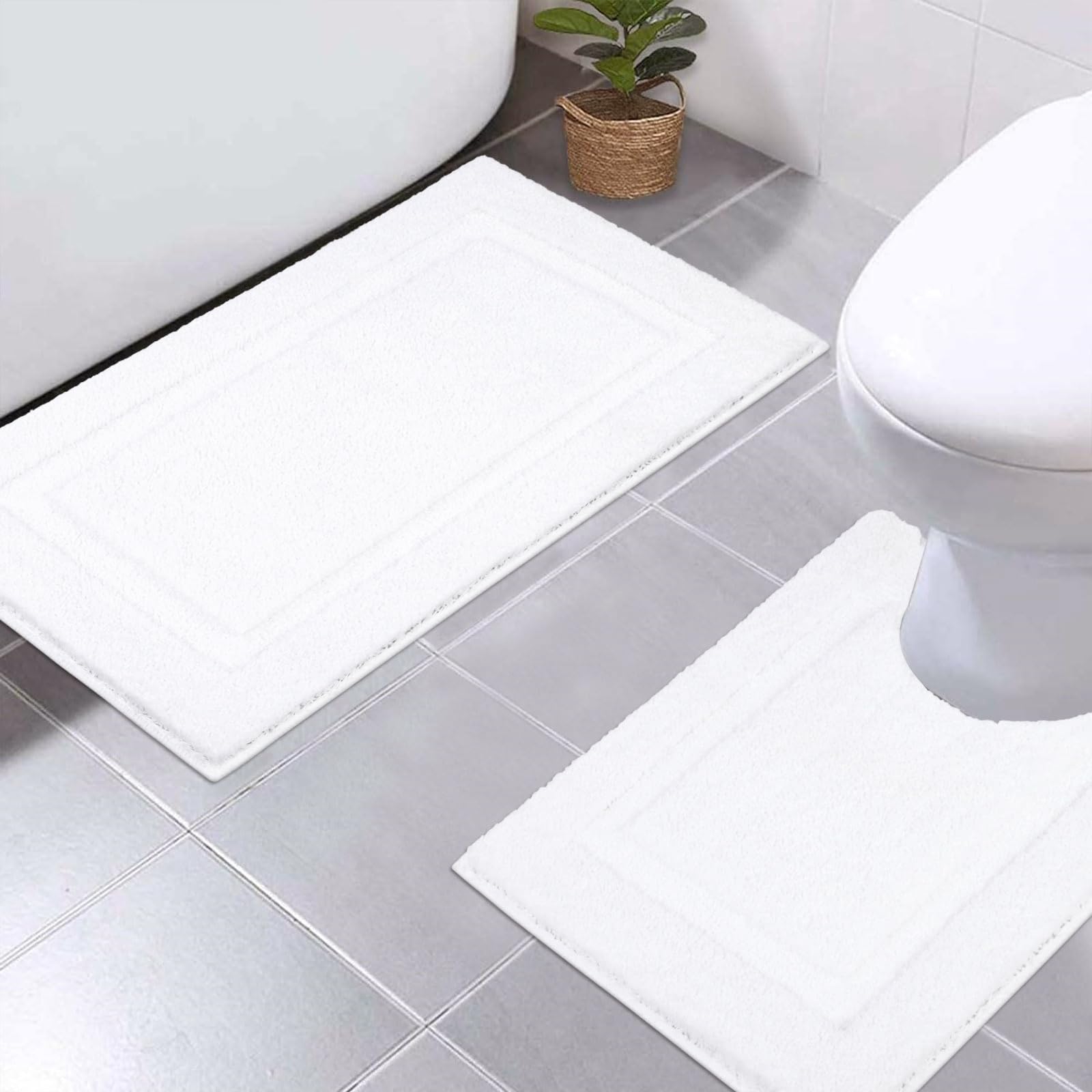 Super Soft Bath Rugs Set of 2 Pieces Bath Mat for Bathroom Rug Non Slip Plush Bath Rug Absorbent Bathroom Rug Set Washable