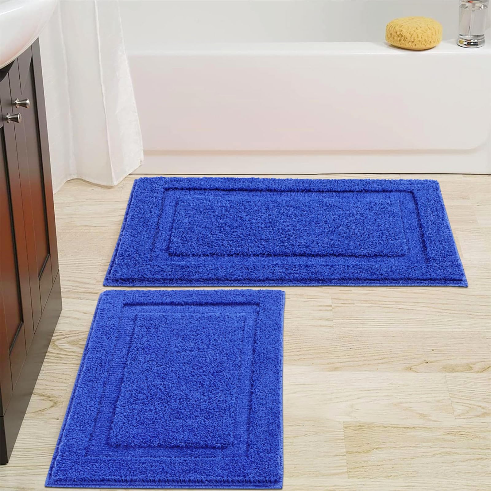 Super Soft Bath Rugs Set of 2 Pieces Bath Mat for Bathroom Rug Non Slip Plush Bath Rug Absorbent Bathroom Rug Set Washable