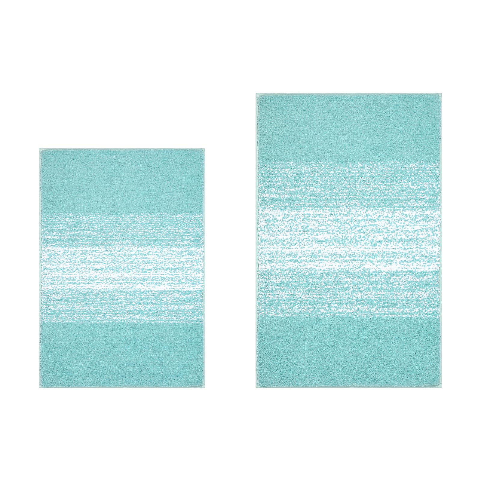 Soft Bathroom Rug Set, Non Slip Washable Bath Floor Mat, Absorbent Striped Bath Carpet for Tub, Bathroom and Shower