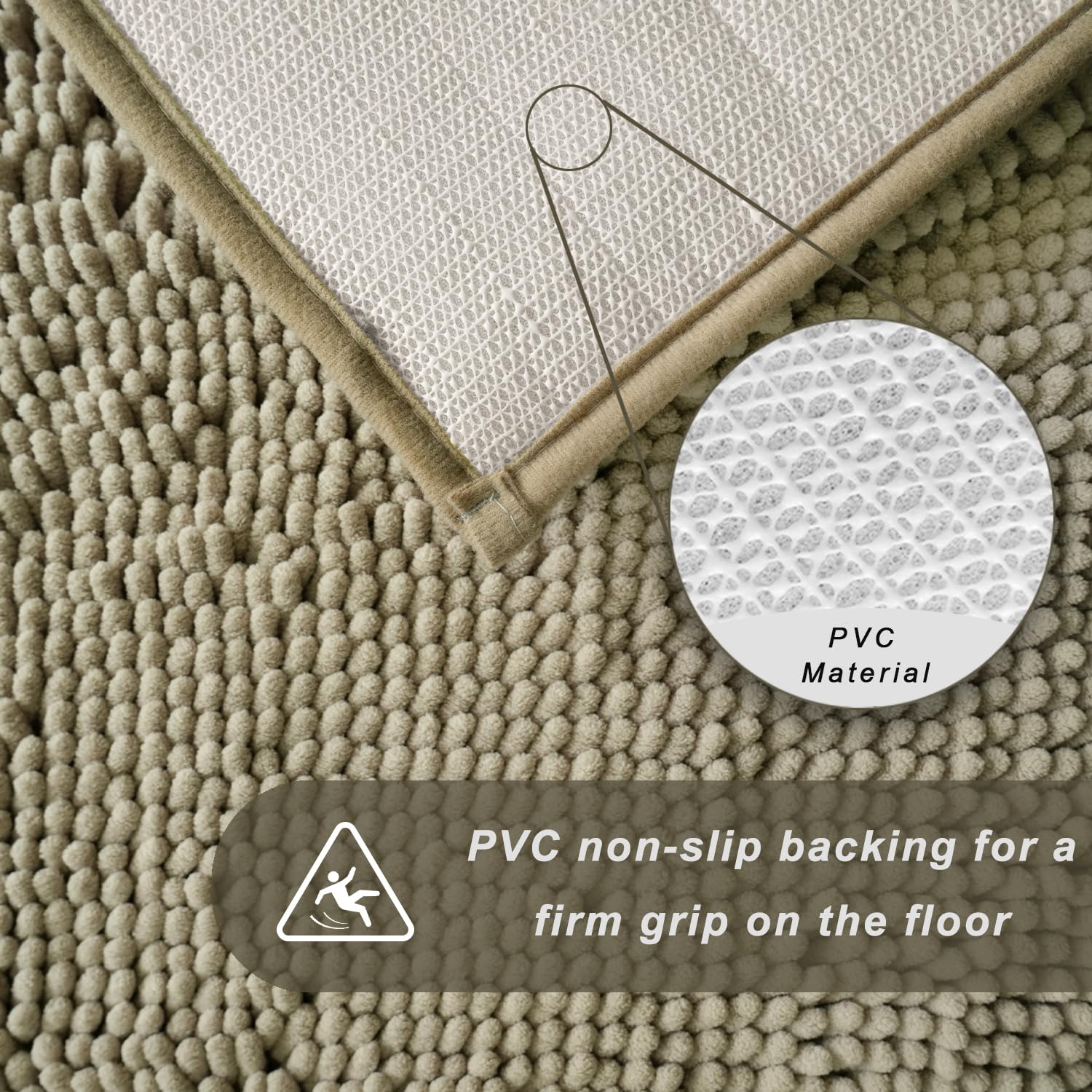Bathroom Rugs Sets 2 Piece, Ultra Soft Absorbent Bath mat Chenille Bathroom Rug, Antiskid Bath mats Washable Bathroom mat (20x32 inch + 16x24 inch)