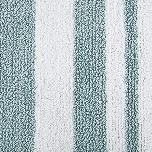 改Madison Park Reversible Spa Rug 100%-Cotton Striped Ultra Soft Water Fast Bath Non-Slip Absorbent Quick Dry Mats for Tub, Shower Room, and Bathroom, 20"x30", Blue (MP72-6210)
