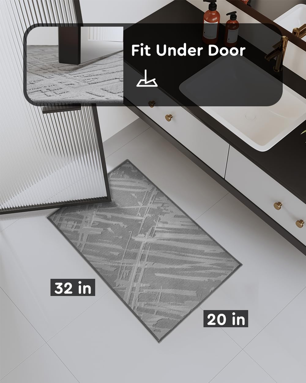 Absorbent Bath Mat for Bathroom-Rug for Bathroom Floor Mat Quick Dry Non Slip Washable Bath Rug Fit Under The Door-Bathroom Mat for in Front of Sink, Bathtub