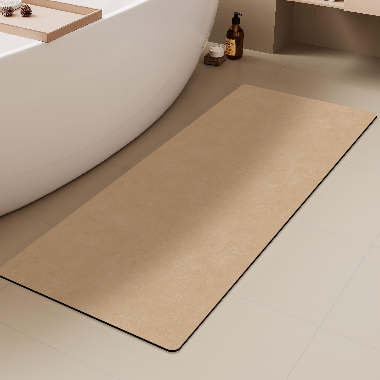 Quick Dry Bath Mat, Bathroom Rugs Non Slip Washable Thin Absorbent Bath Mat Fits Under Door Bathroom Floor Mat Perfect for Bath, Shower, or Sink