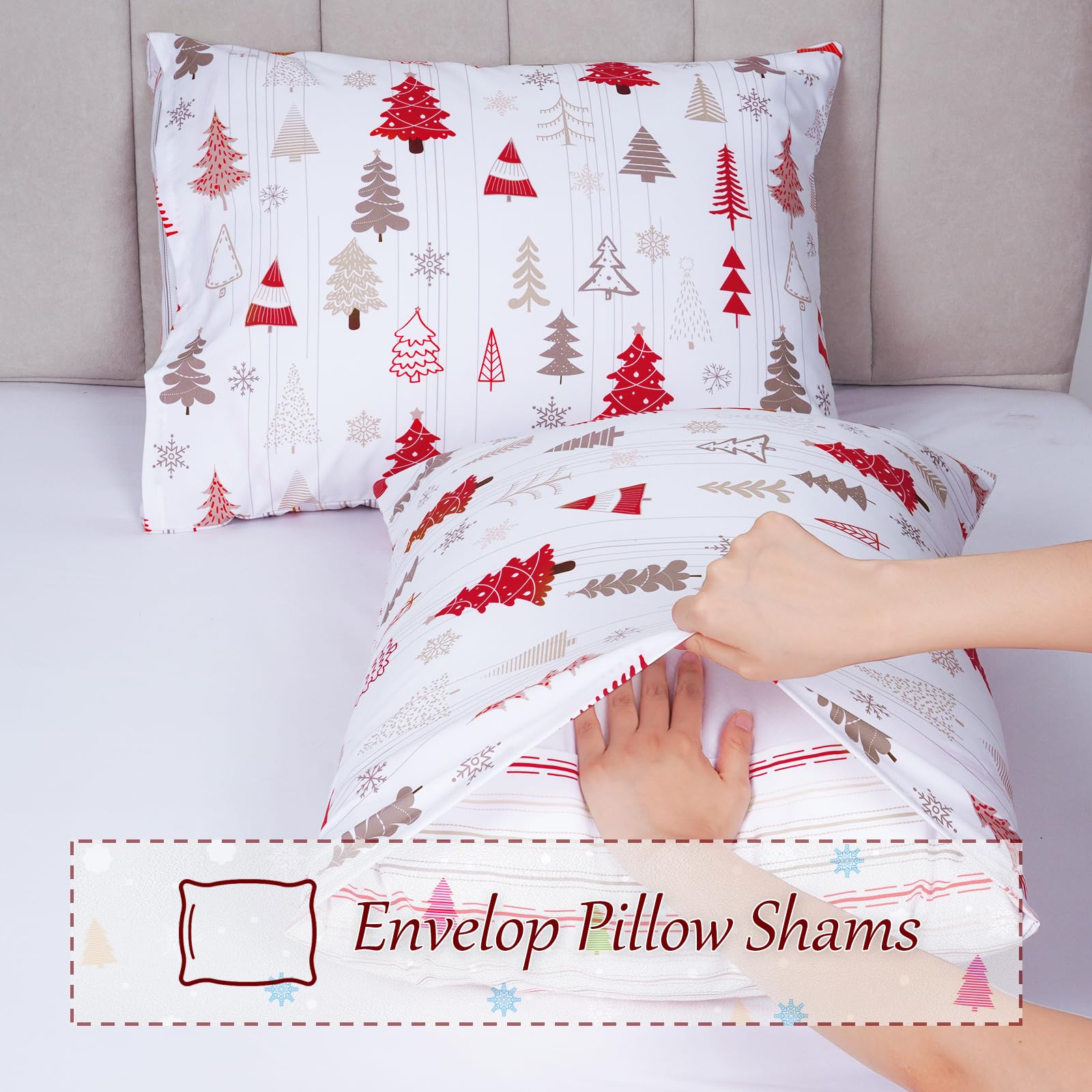 改FRAMICS 3 Piece Christmas Duvet Cover Queen Set - Soft Double Brushed Retro Queen Duvet Cover with Zipper Closure, Red Buffalo Plaid Comforter Cover Set, 1 Duvet Cover 90 x 90 inch and 2 Pillow Shams