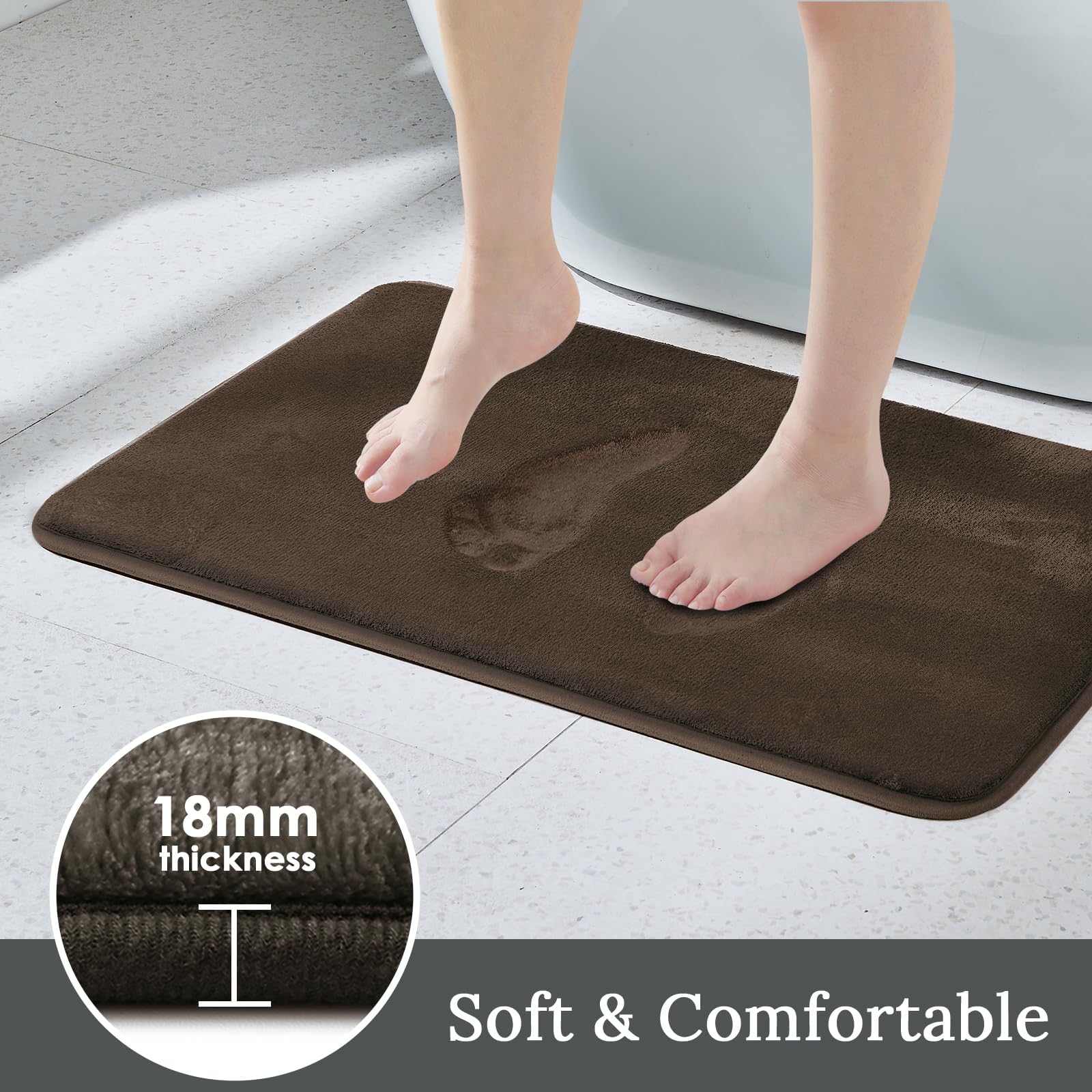 改HUXMEYSON Bathroom Rugs Sets 3 Piece, Ultra Soft Velvet Memory Foam Bath Rugs, Non-Slip &amp; PVC Backing Bathroom Mat Set, Washable Quick Dry Bathroom Rug - Black