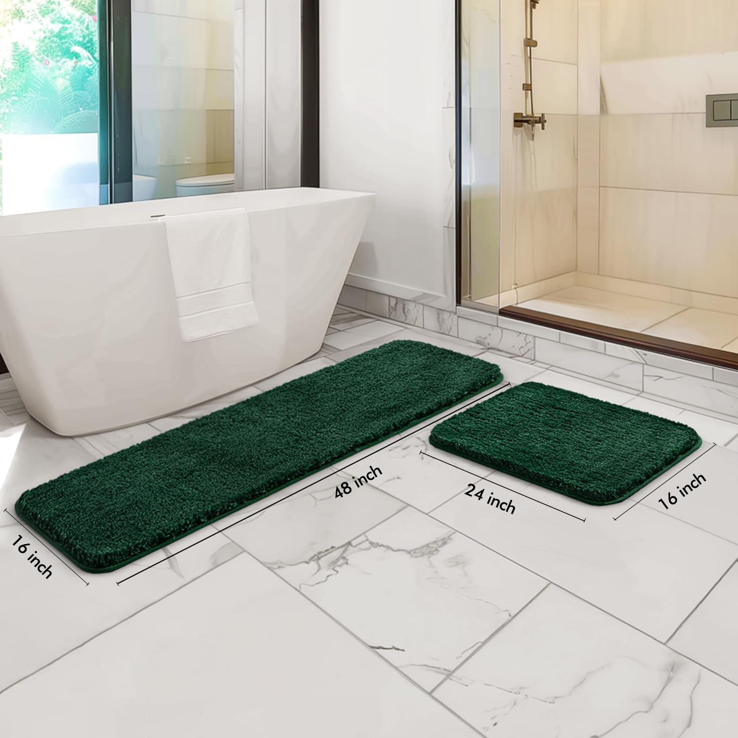 Pink Bathroom Rugs Sets 2 Piece - Absorbent Bath Mats Set Made of Thick Fluffy Microsiber for Bathroom Floor, Tub or Entryway, Non Slip Rubber Backside