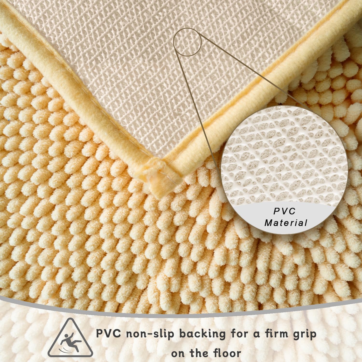 Bathroom Rugs Sets 2 Piece, Ultra Soft Absorbent Bath mat Chenille Bathroom Rug, Antiskid Bath mats Washable Bathroom mat (20x32 inch + 16x24 inch)