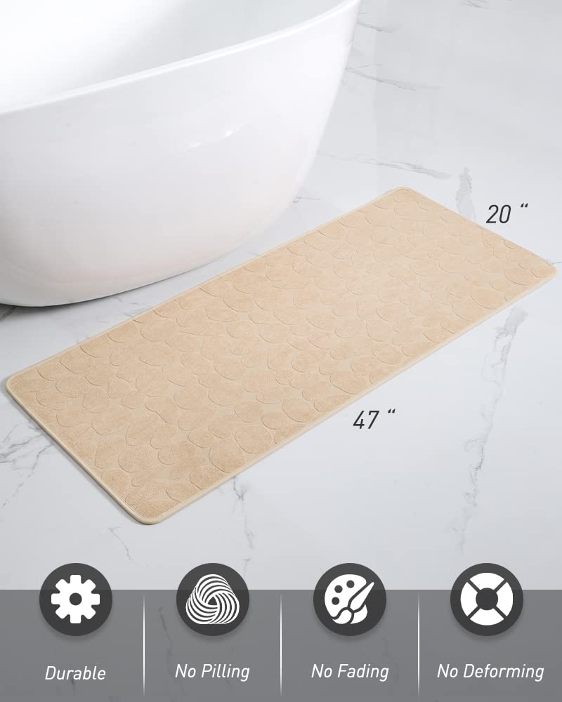 改COCOER Non Slip Bath Mat Super Absorbent Cobblestone Bathroom Rugs, Low Pile Rubber Backed Bathroom Mats for Bathroom Floor Mat, Machine Washable Towel Bath Rugs for Bathroom, 17"x28" Gray