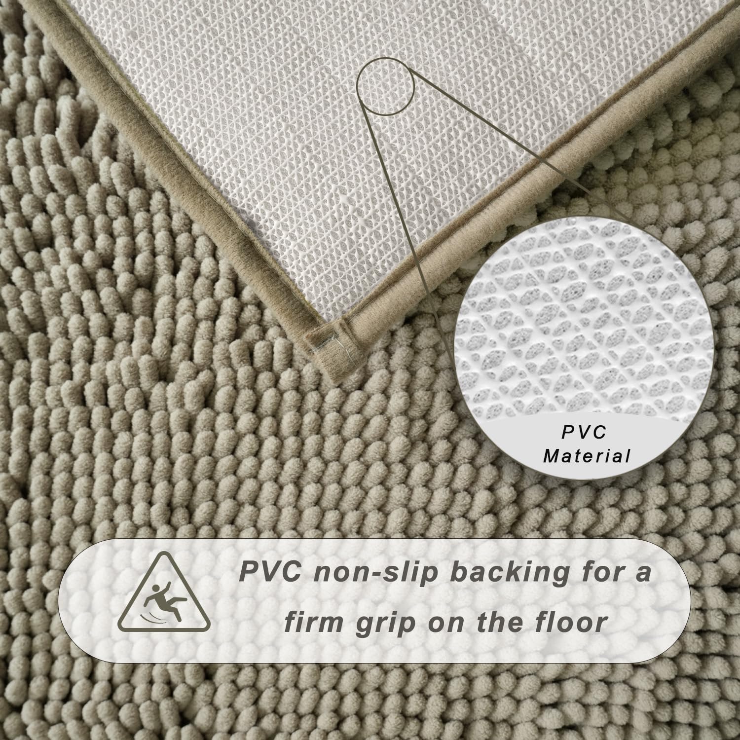 Bathroom Rugs Sets 2 Piece, Ultra Soft Absorbent Bath mat Chenille Bathroom Rug, Antiskid Bath mats Washable Bathroom mat (20x32 inch + 16x24 inch)
