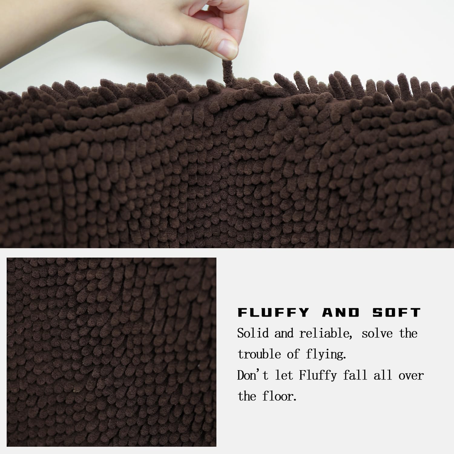 Bathroom Rugs Sets 2 Piece, Ultra Soft Absorbent Bath mat Chenille Bathroom Rug, Antiskid Bath mats Washable Bathroom mat (20x32 inch + 16x24 inch)