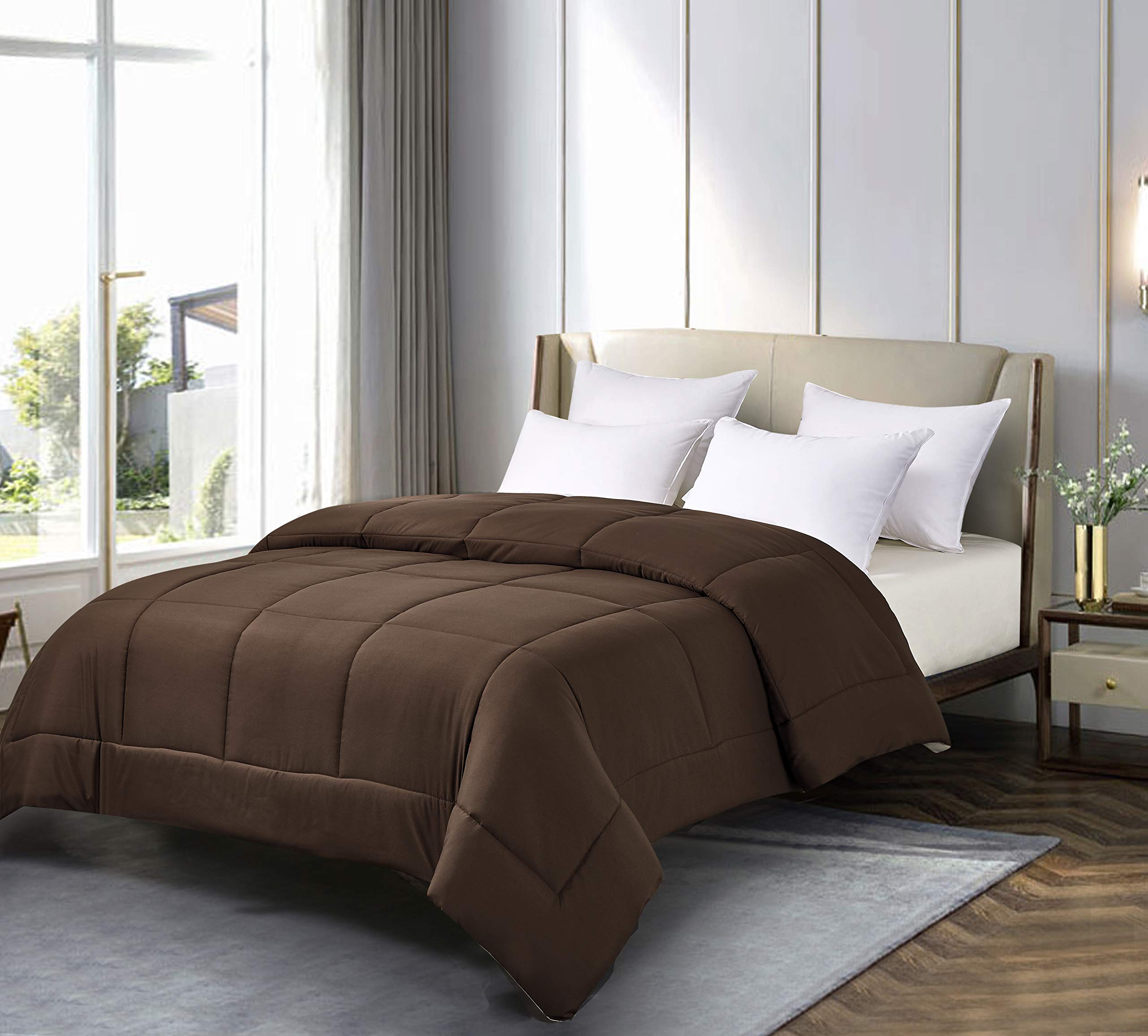 Comforter Breathable Microfiber Duvet Insert, Summer Cooling Winter Warm Reversible Down Alternative Quilt Comforter for All Season