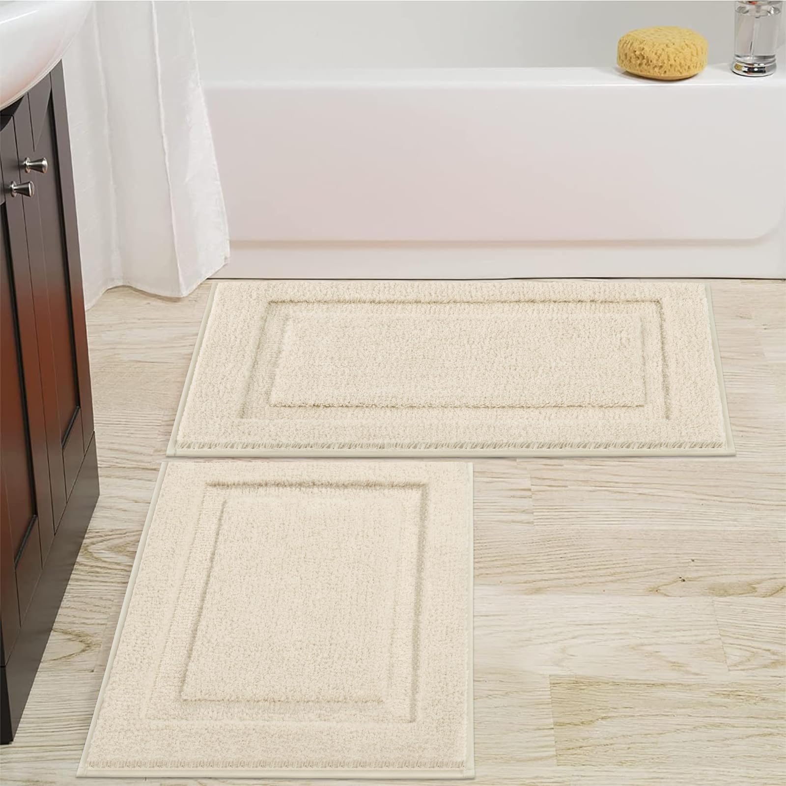 Super Soft Bath Rugs Set of 2 Pieces Bath Mat for Bathroom Rug Non Slip Plush Bath Rug Absorbent Bathroom Rug Set Washable