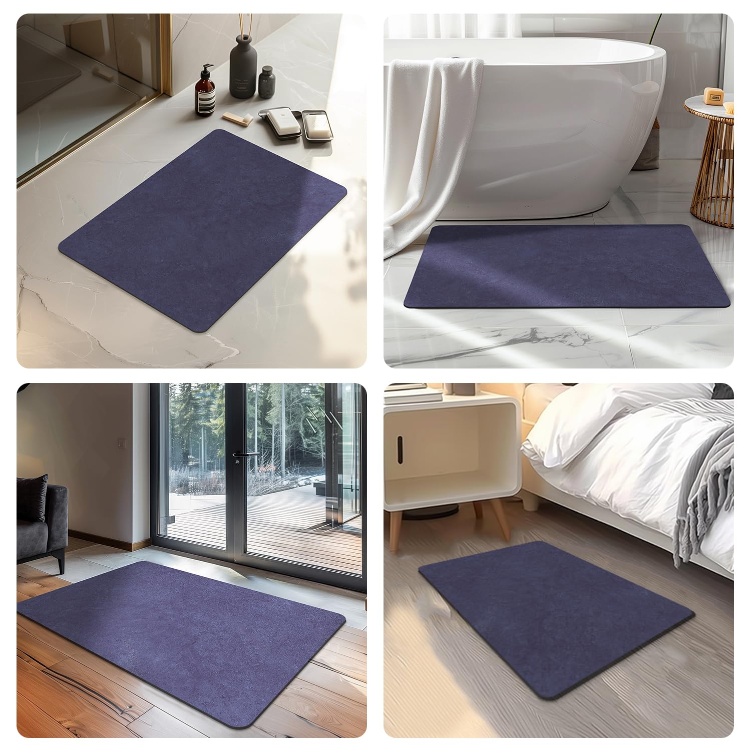 Quick Dry Bath Mat, Bathroom Rugs Non Slip Washable Thin Absorbent Bath Mat Fits Under Door Bathroom Floor Mat Perfect for Bath, Shower, or Sink