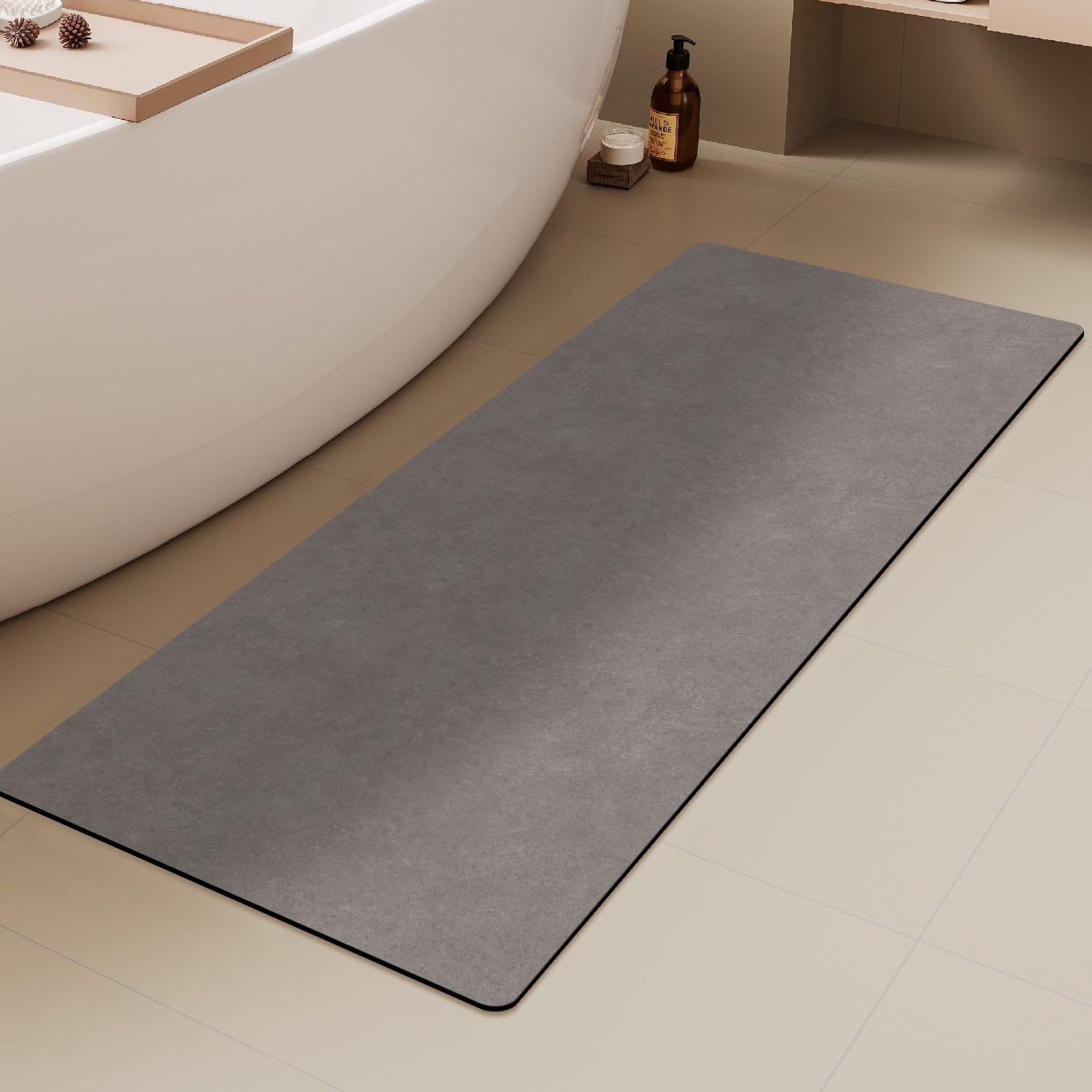Quick Dry Bath Mat, Bathroom Rugs Non Slip Washable Thin Absorbent Bath Mat Fits Under Door Bathroom Floor Mat Perfect for Bath, Shower, or Sink