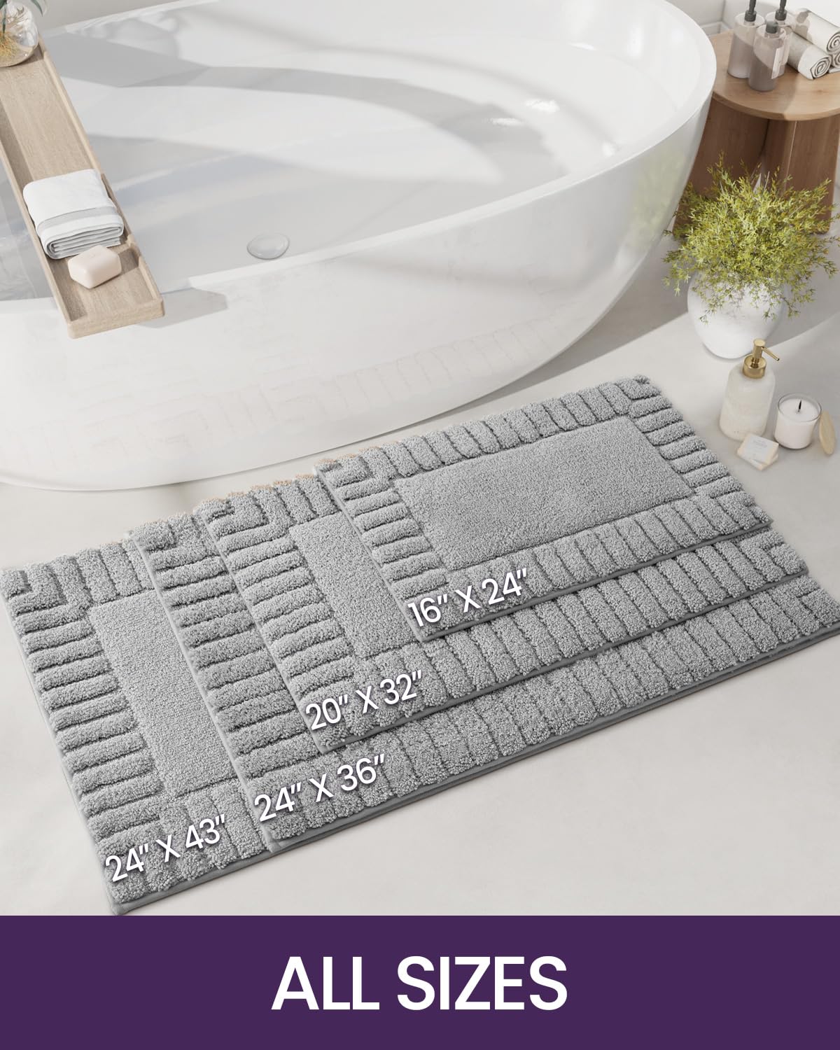 Bathroom Rugs, Non Slip Bath Mats for Bathroom Floor, Ultra Soft and Absorbent Bath Rug Shower Carpet, Machine Washable