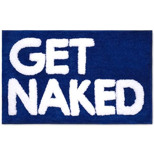 Get Naked Bath Mat for Bathtub - Cute Bath Rugs for Apartment Decor - Bath Mats for Bathroom as Shower Floor Mat - Tufted Gray and White Bathroom Rug - 31" x 20"