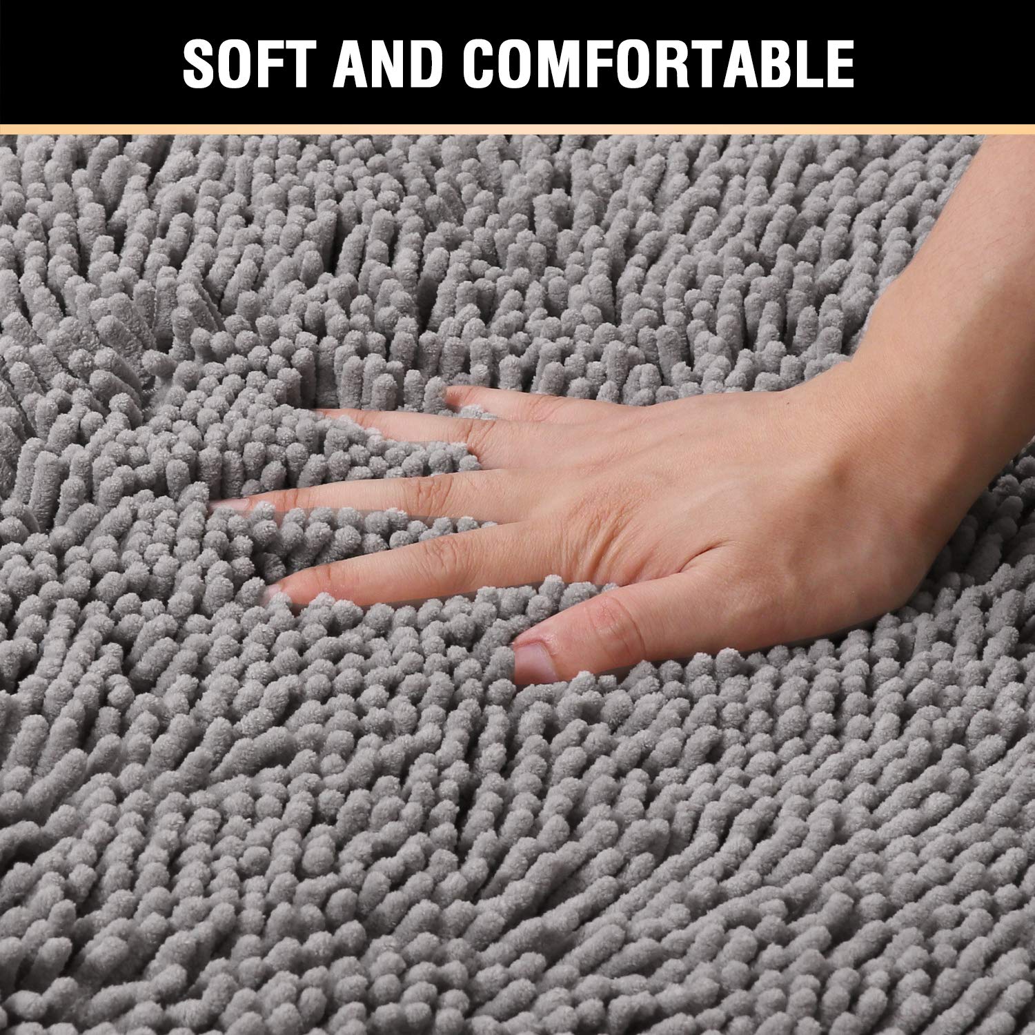 Bathroom Rug Set 2 Piece, Bath Mats for Bathroom Floor, Super Thick Soft Shaggy Chenille Bath Mats Machine Washable, Dry Fast Water Absorbent Bath Mats