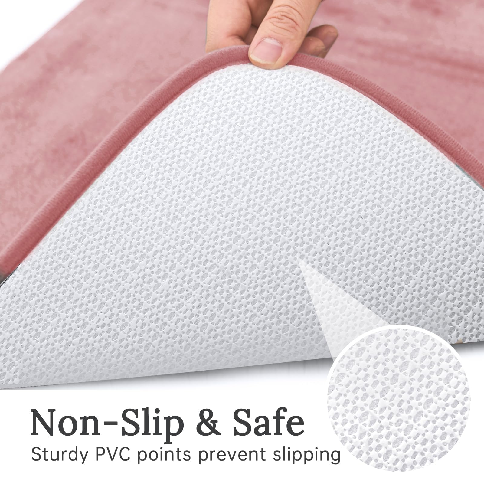 Bathroom Rugs Sets 3 Piece, Ultra Soft Velvet Memory Foam Bath Rugs, Non-Slip & PVC Backing Bathroom Mat Set, Washable Quick Dry Bathroom Rug
