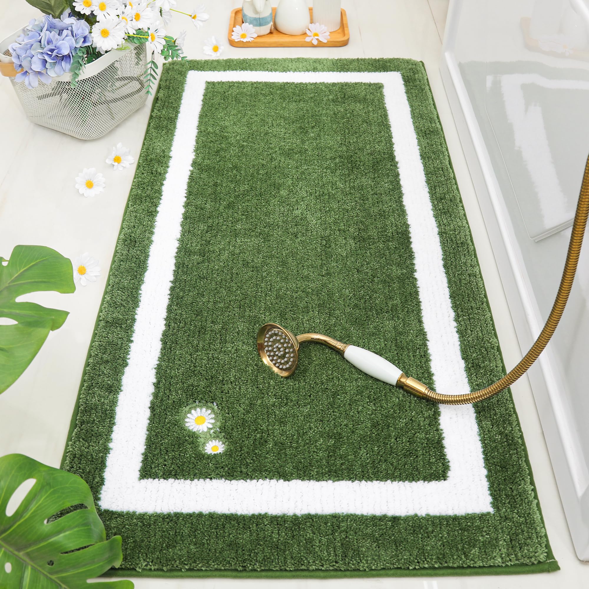 Bathroom-Rug-Non-Slip-Bath-Mats-for-Bathroom Absorbent and Soft Bathroom Mat Washable Bath Rugs Embroidered Floral Bathroom Rugs