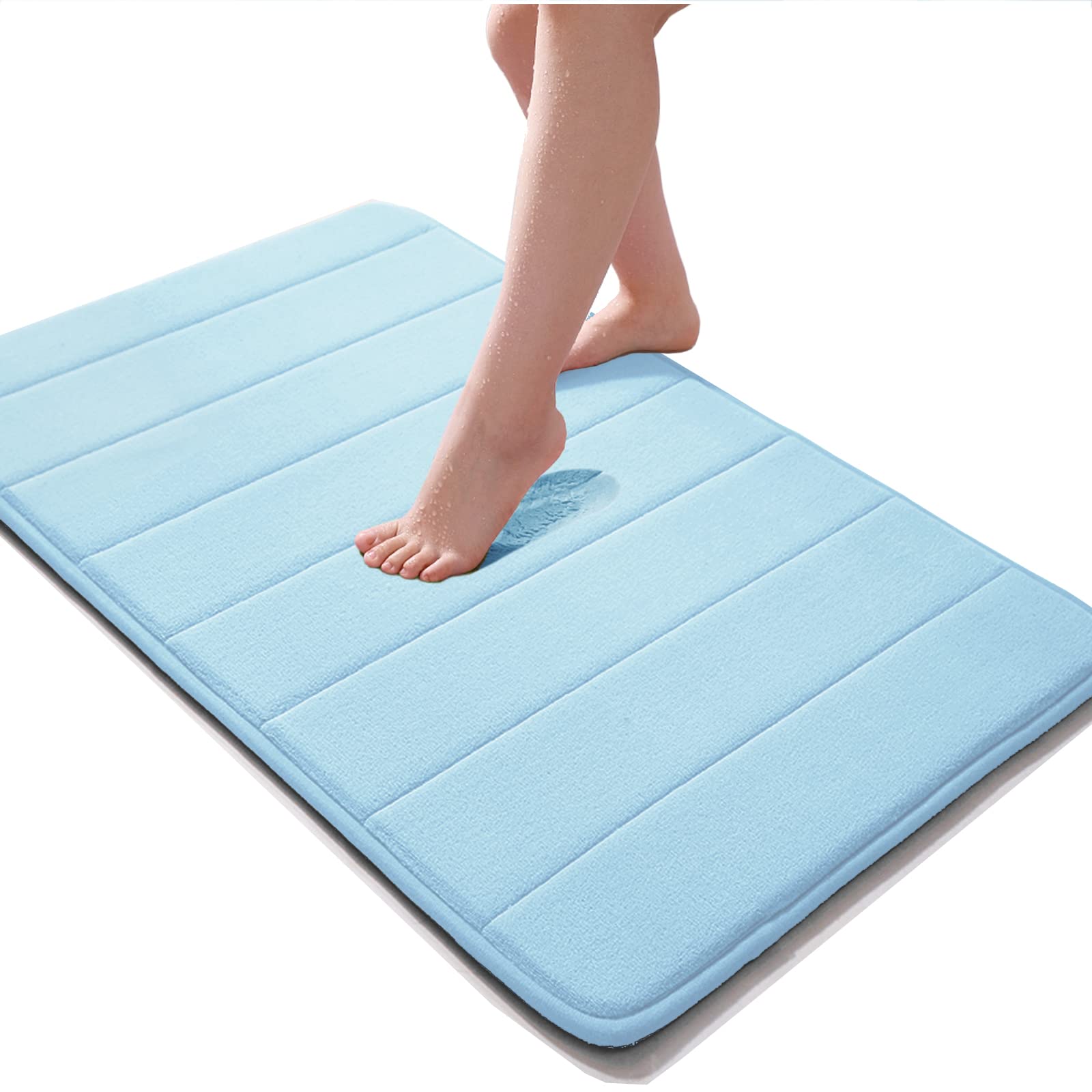 改JMTOOR Memory Foam Bath Mat 17" X 24" Coral Velvet Super Non-Slip Rapid Water Absorption Soft and Comfortable Easier to Dry Machine Wash Bathroom Mat, Peach