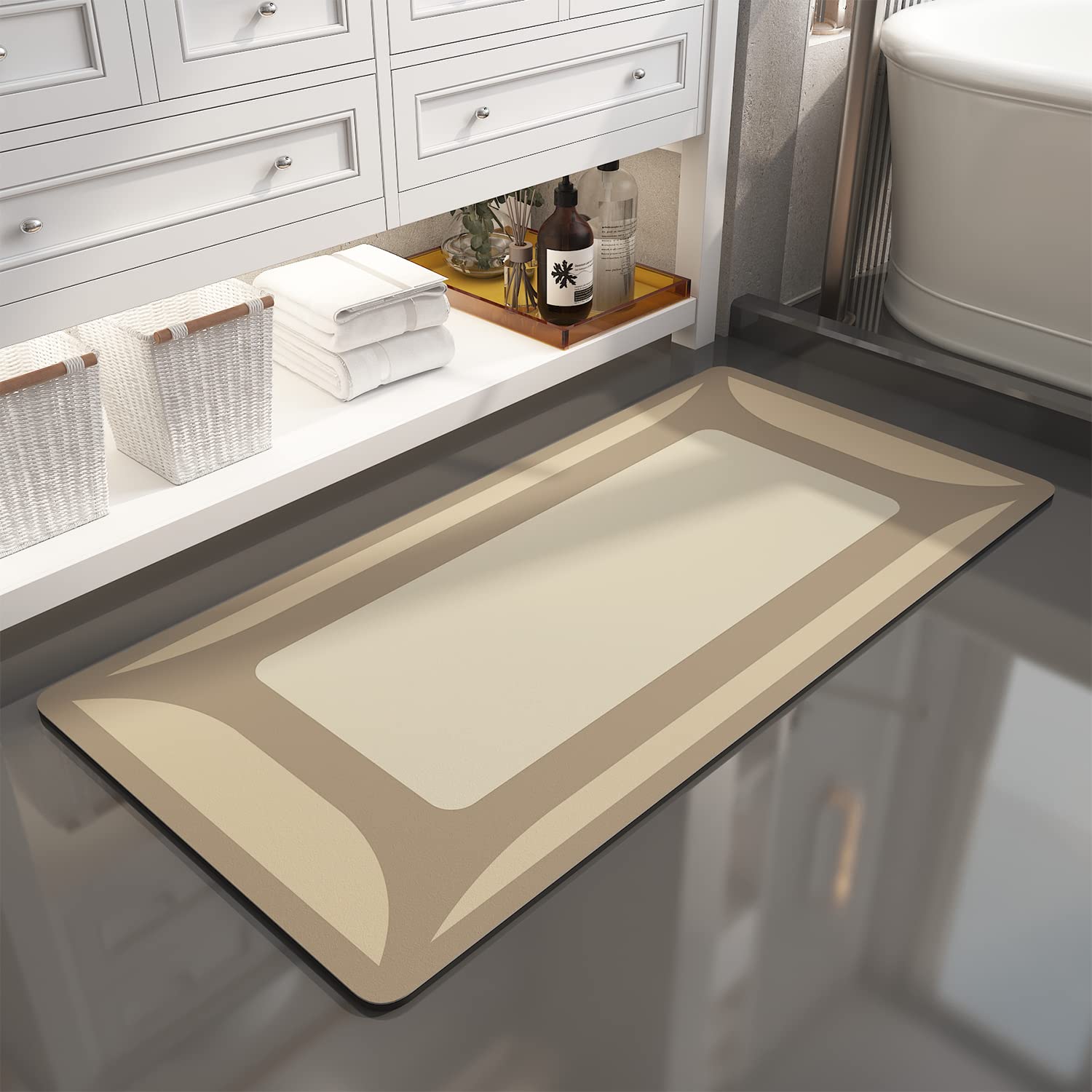 改SIXHOME-Bath Mat Rug-Quick Dry Absorbent Rubber Backed Bathroom Mat Thin Bathroom Rugs Fit Under Door-Bath Mats for Bathroom Floor Mat in Front of Sink-Shower Rug for Bathroom 17"X27.5"