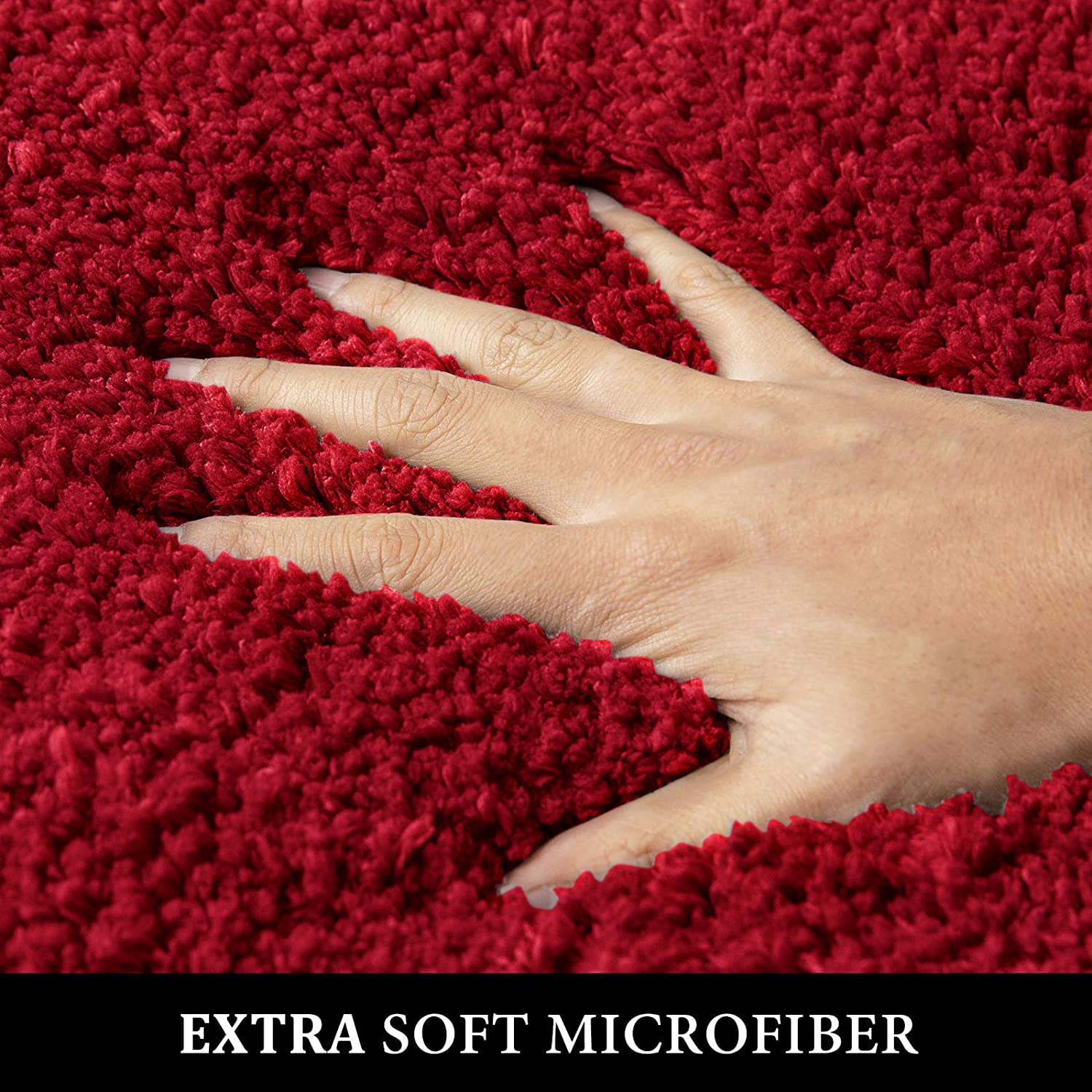 Pink Bathroom Rugs Sets 2 Piece - Absorbent Bath Mats Set Made of Thick Fluffy Microsiber for Bathroom Floor, Tub or Entryway, Non Slip Rubber Backside