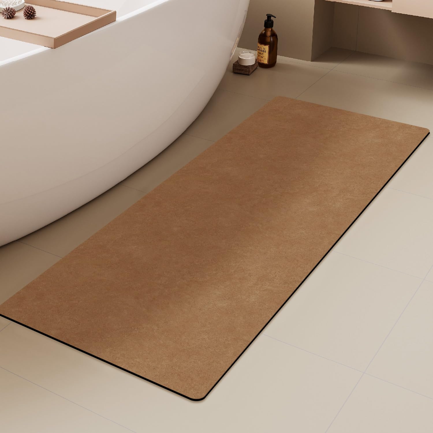 Quick Dry Bath Mat, Bathroom Rugs Non Slip Washable Thin Absorbent Bath Mat Fits Under Door Bathroom Floor Mat Perfect for Bath, Shower, or Sink