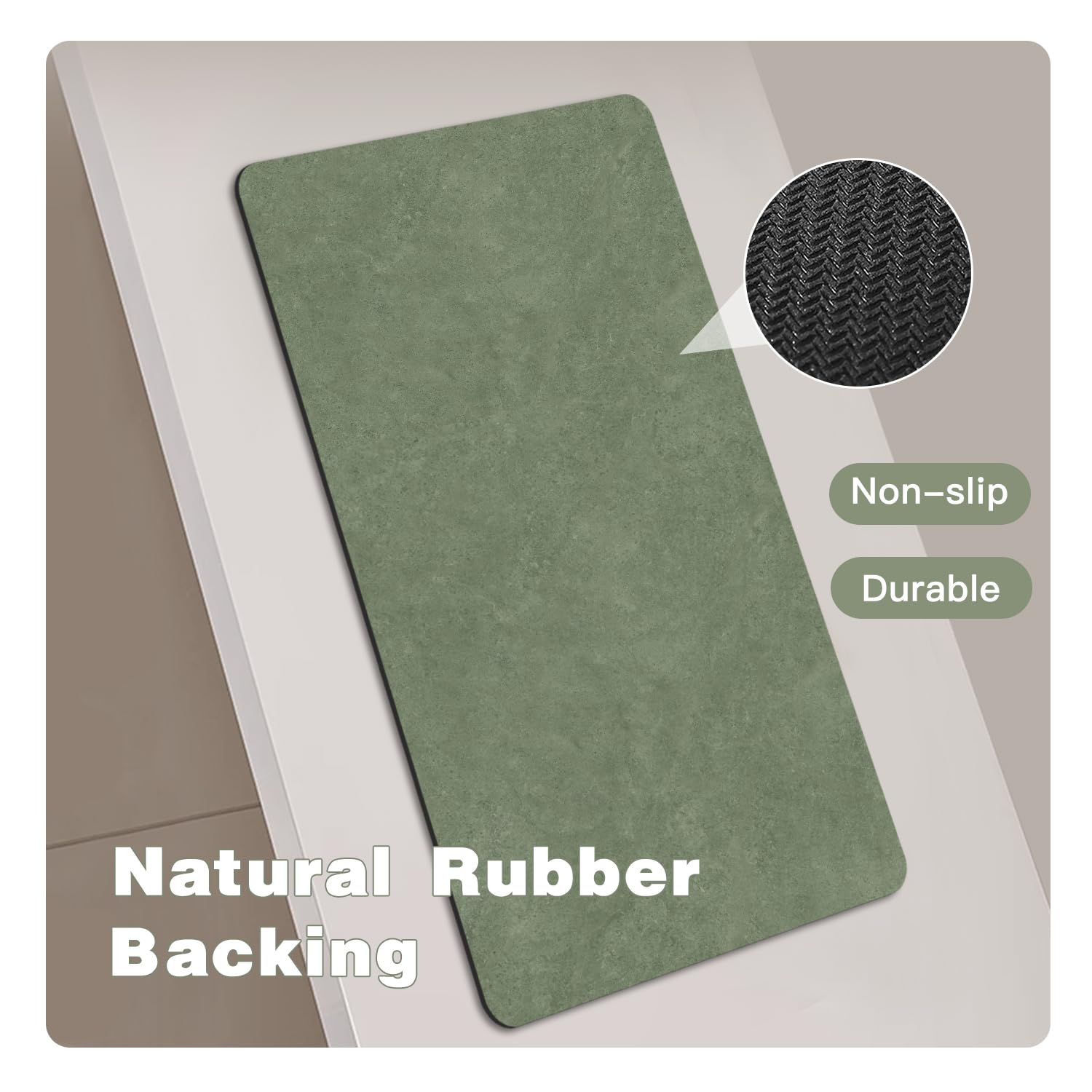 Quick Dry Bath Mat, Bathroom Rugs Non Slip Washable Thin Absorbent Bath Mat Fits Under Door Bathroom Floor Mat Perfect for Bath, Shower, or Sink