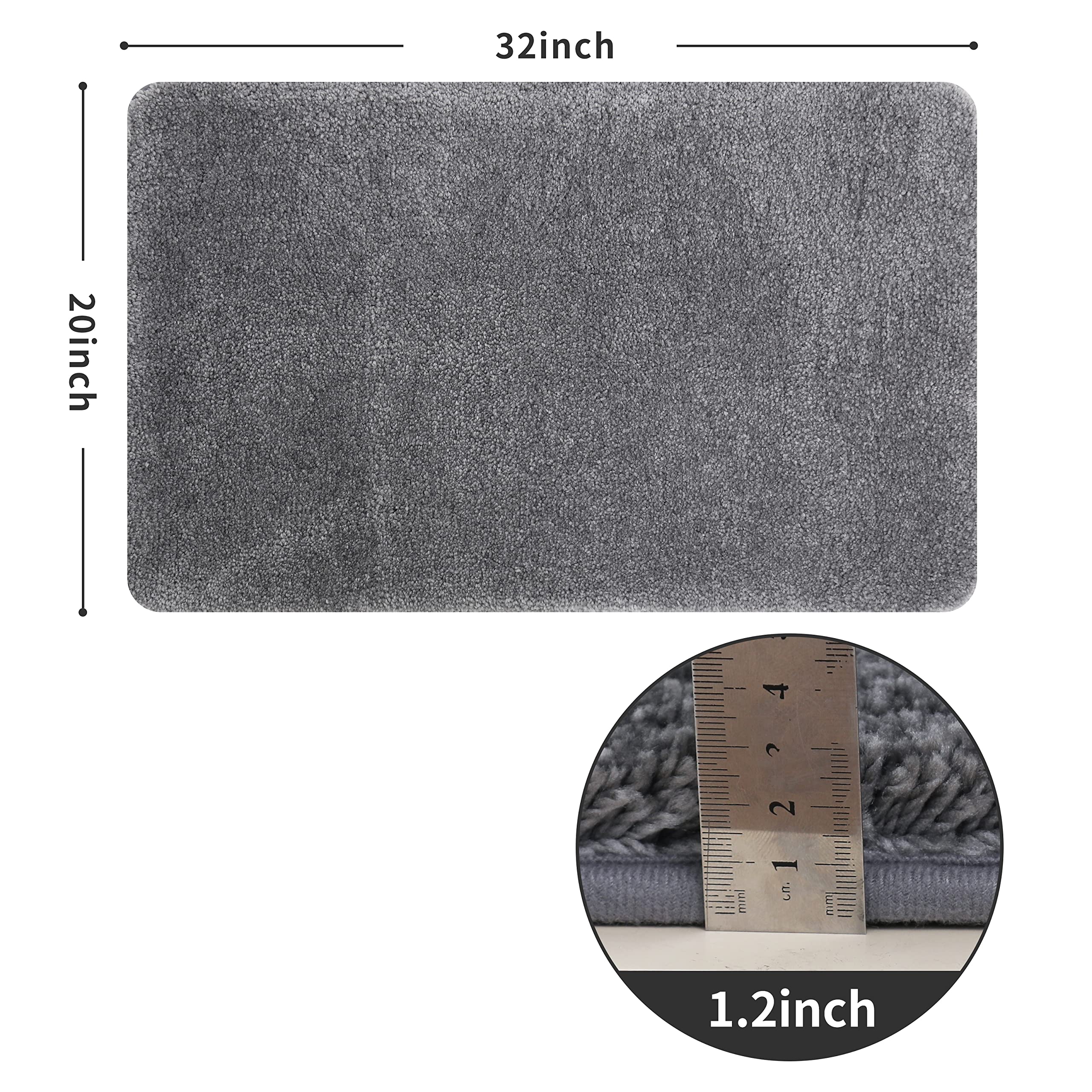 改COSY HOMEER Extra Thick Bath Rugs for Bathroom - Anti-Slip Bath Mats Soft Plush Yarn Shaggy 100% Strong Mirco Polyeste Mat Living Room Bedroom Mat Floor Water Absorbent(Green,16x24 - Inches)